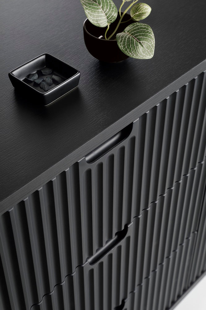 ZOVA Chest of Drawers with Two Doors and Three Drawers #color_Black with black legs
