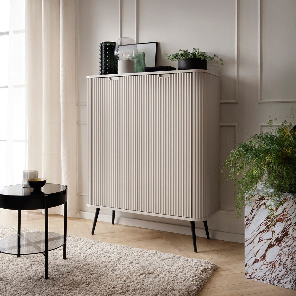 ZOVA Chest of Drawers with Two Doors #color_Cashmere with black legs