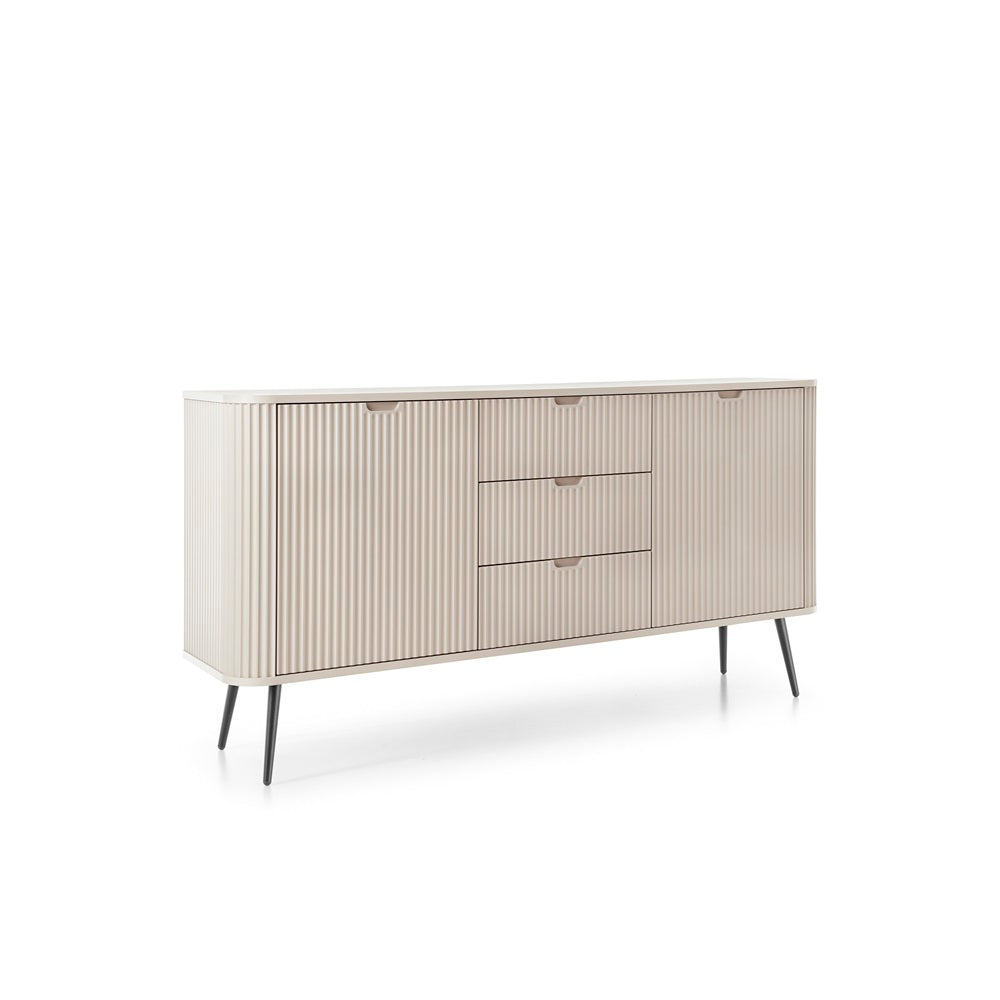 ZOVA Chest of Drawers with Two Doors and Three Drawers #color_Cashmere with black legs