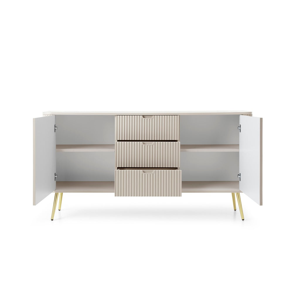 ZOVA Chest of Drawers with Two Doors and Three Drawers #color_Cashmere with gold legs