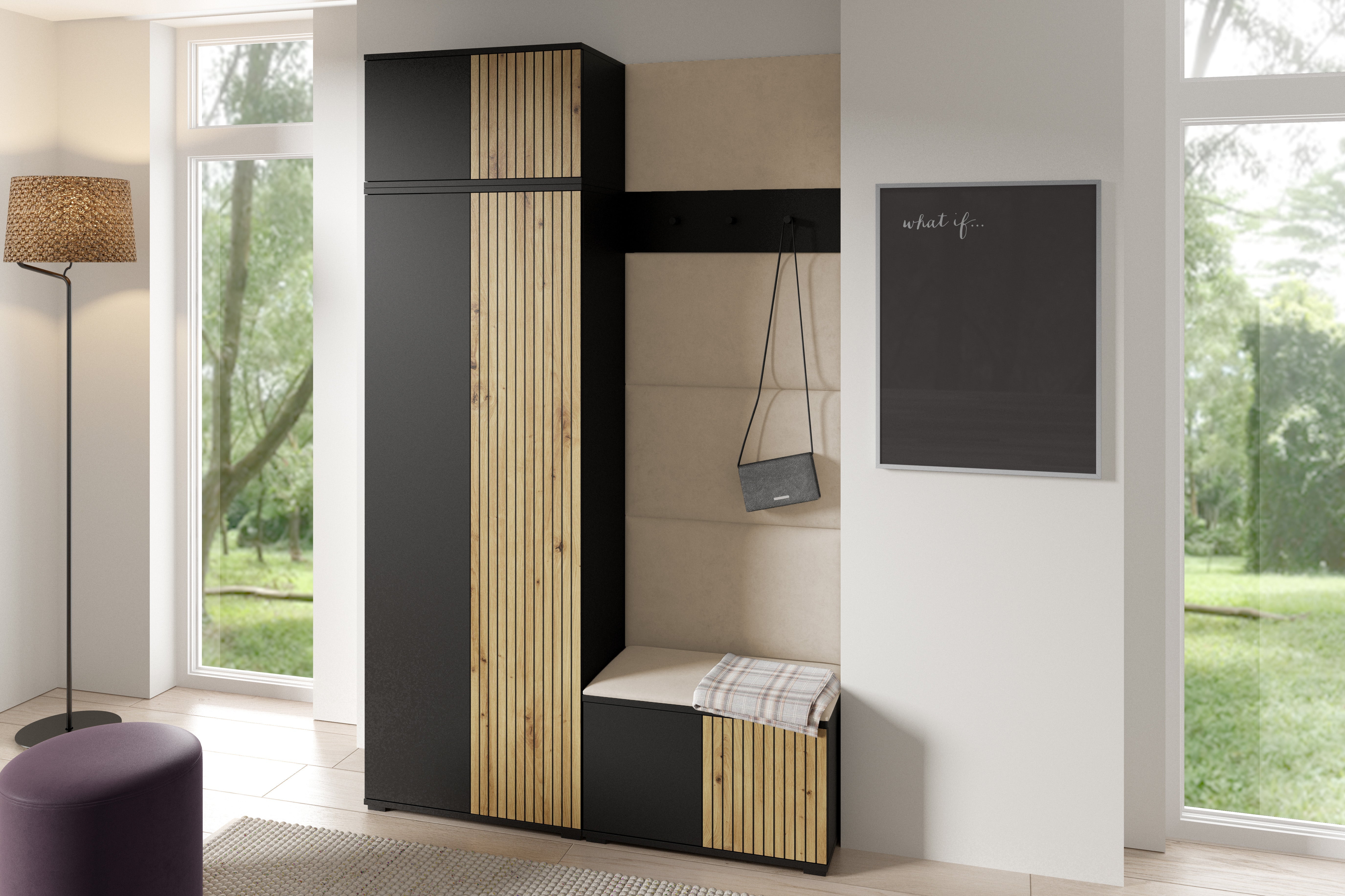 PK Ross 2 Hallway Set –  Upholstered Panels in Various Colours