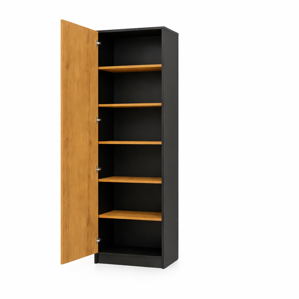 Individualisierbares Schrankbett Horizontal Basic Möbelset Schwarz und Lancelot Eiche 90, 120, 140 x 200 cm