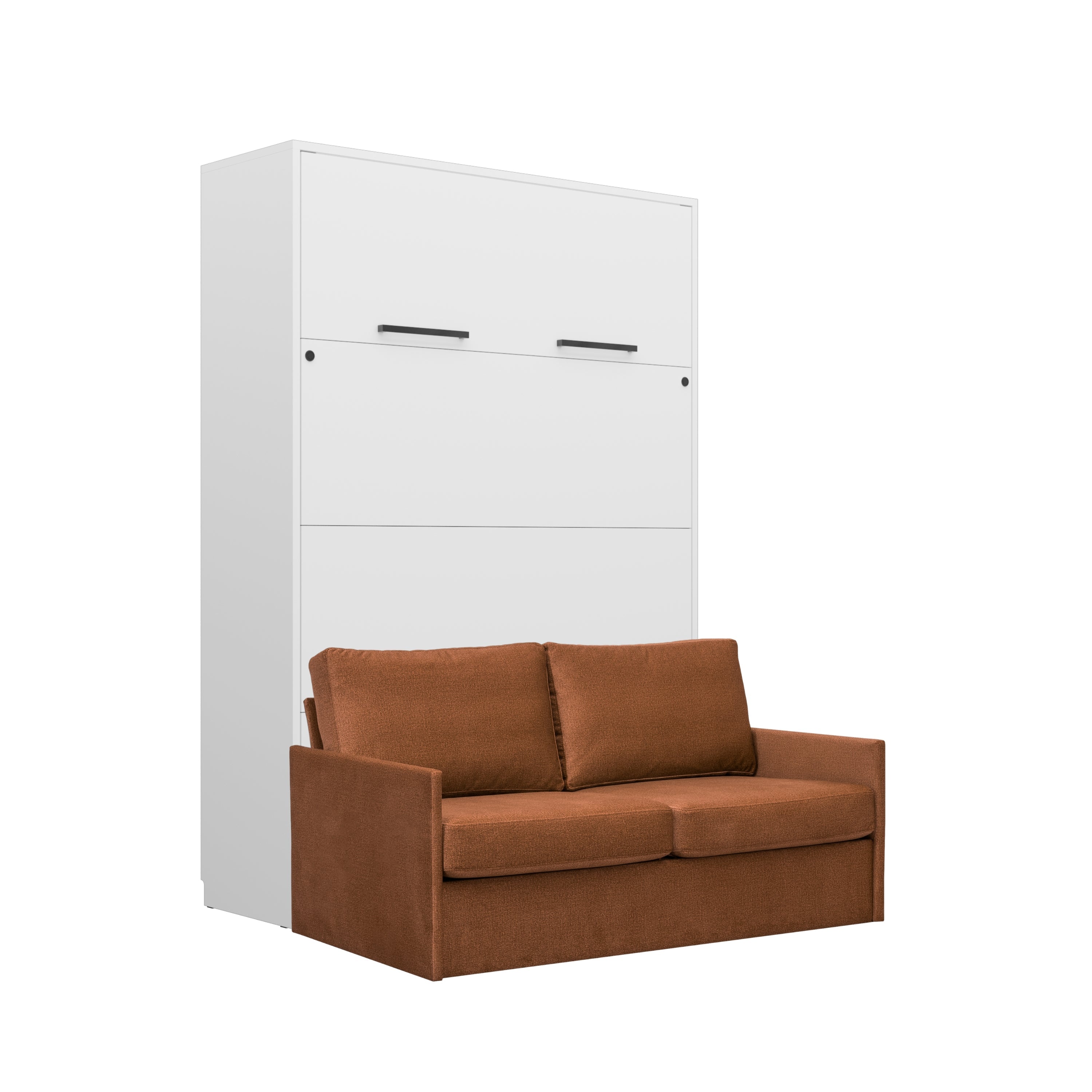 Schrankbett Genius mit Sofa, Weiß matt – für 140x200 cm Matratze