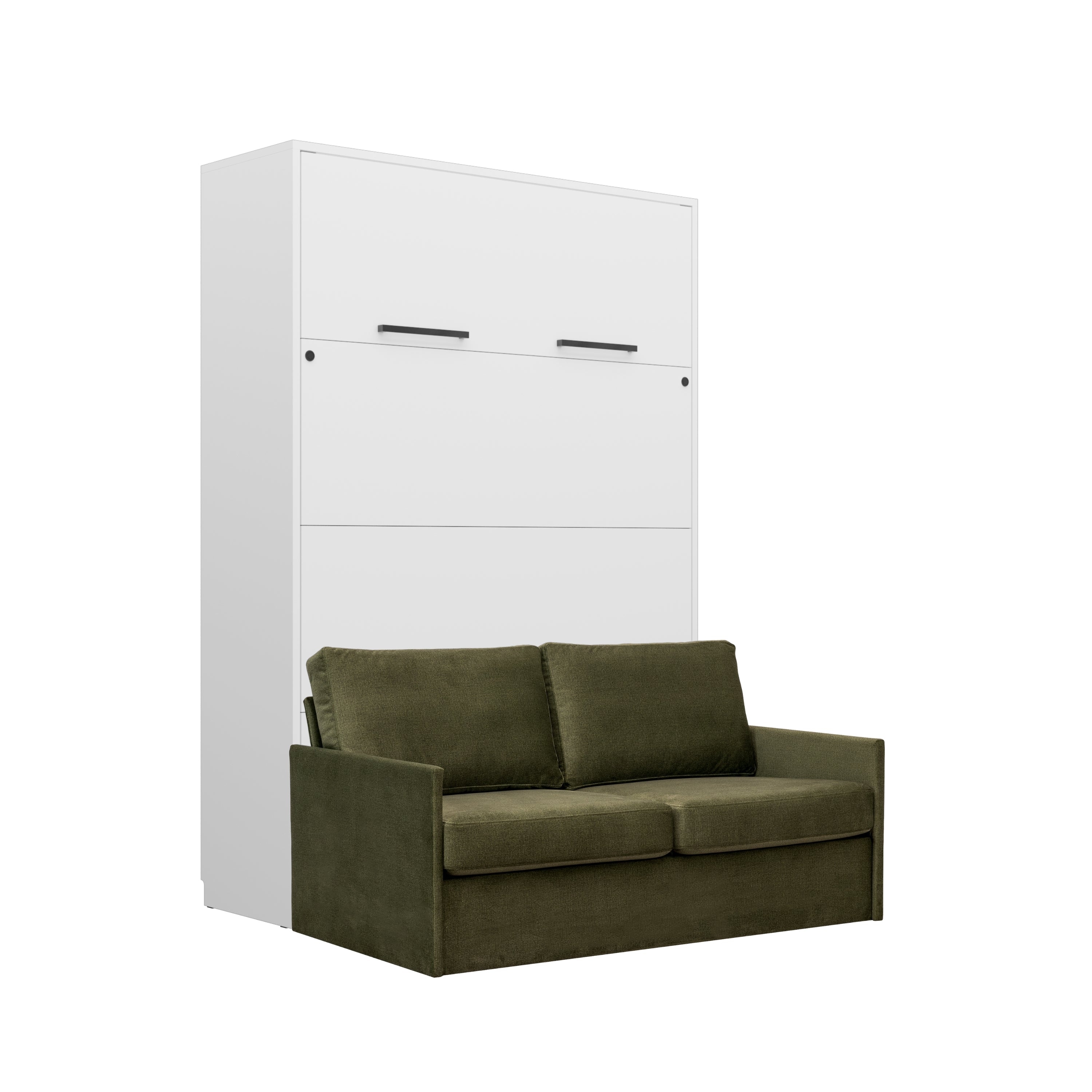 Schrankbett Genius mit Sofa, Weiß matt – für 140x200 cm Matratze