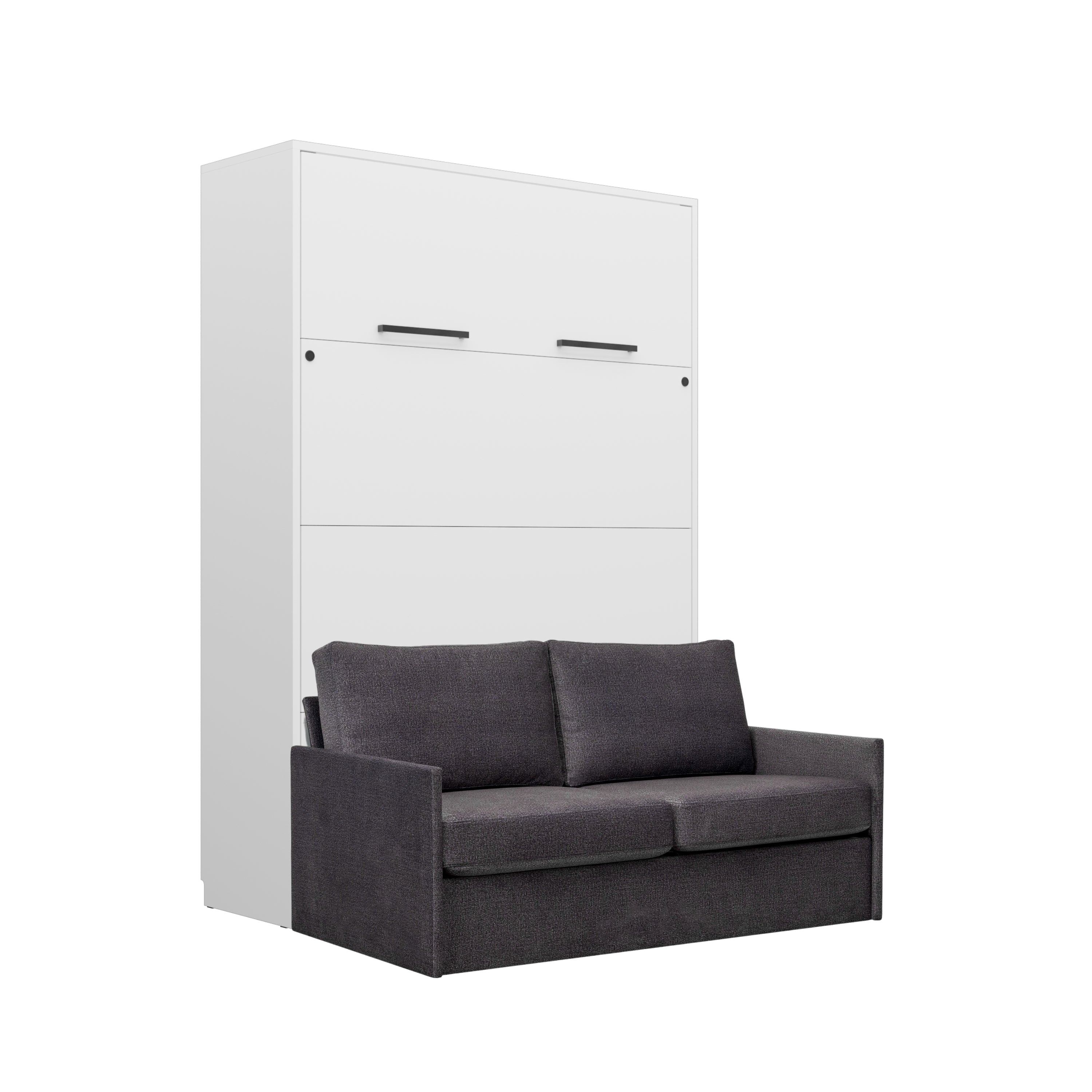 Schrankbett Genius mit Sofa, Weiß matt – für 140x200 cm Matratze