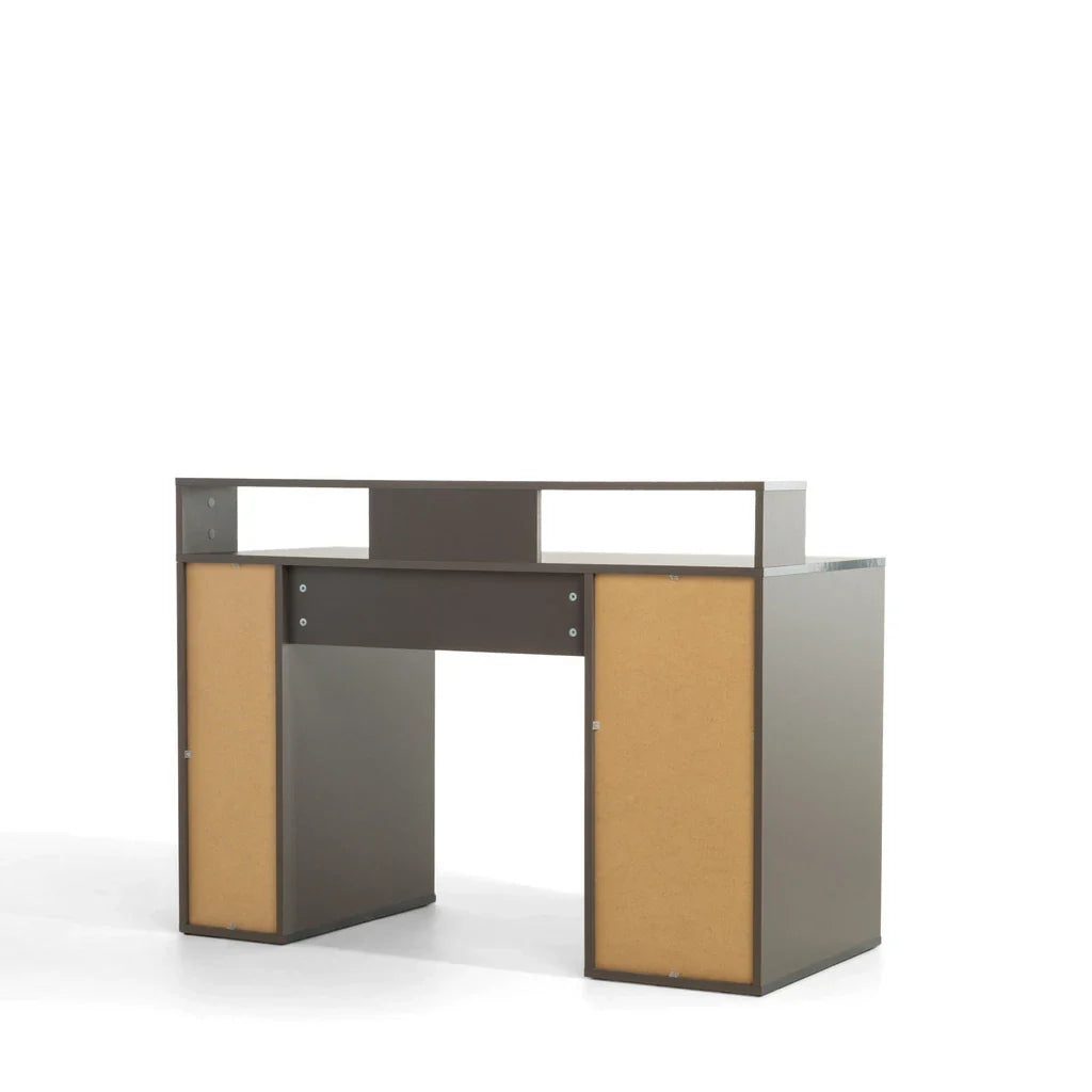 MO Carbon Desk with Shelves, Gray