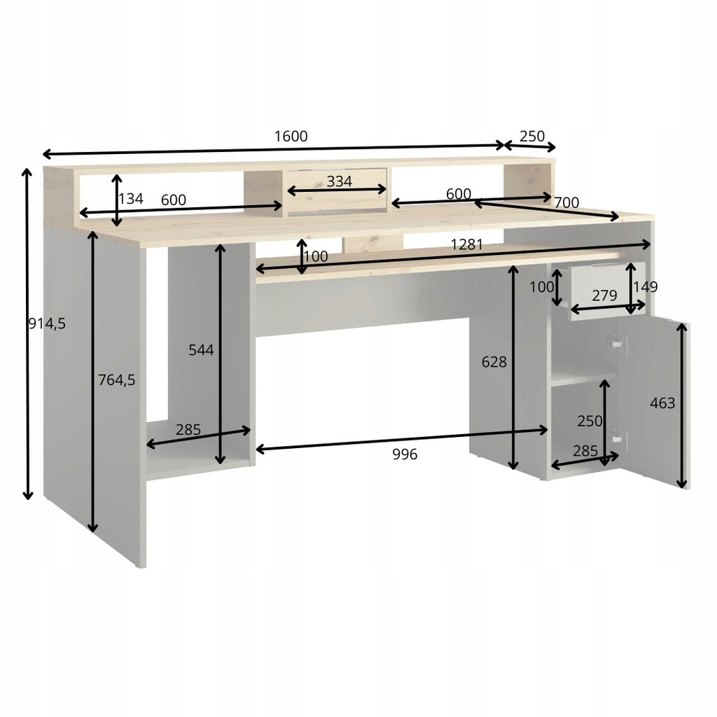 MO Rex Desk – Grey Graphite / Oak Artisan