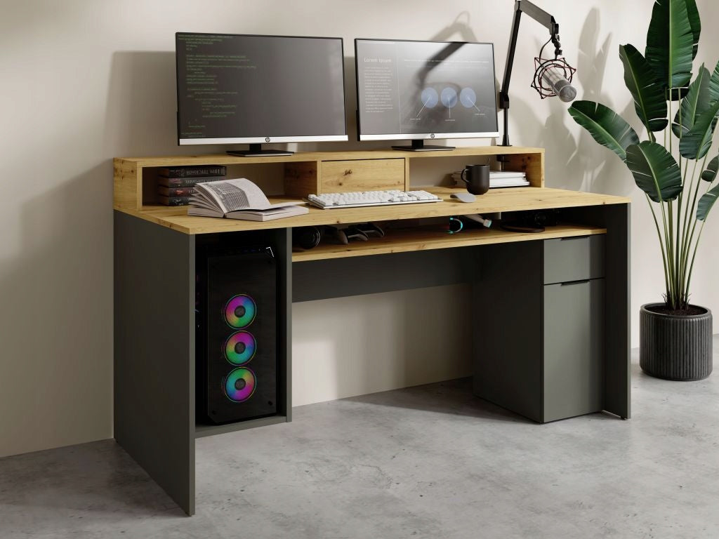 MO Rex Desk – Grey Graphite / Oak Artisan