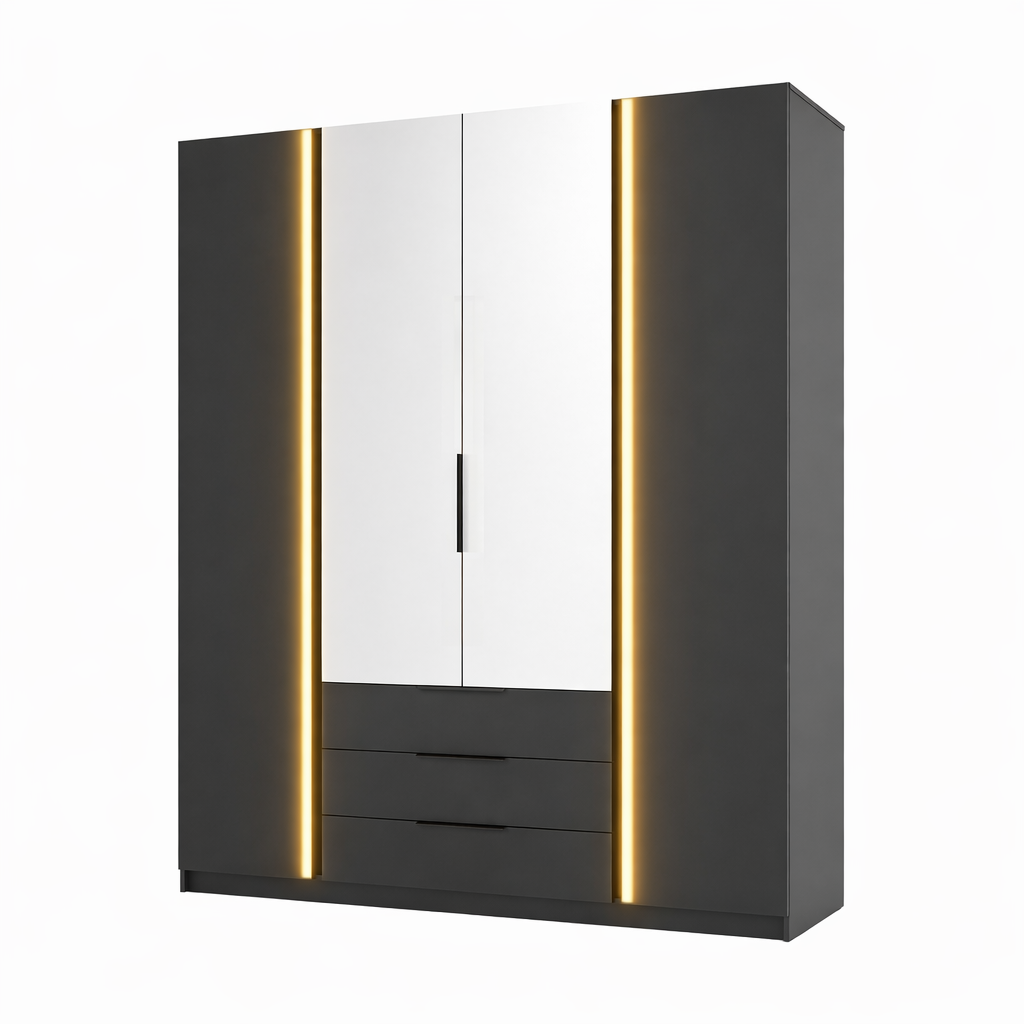 LE KAJA BL/BL 2F 2 3S Wardrobe with Mirror