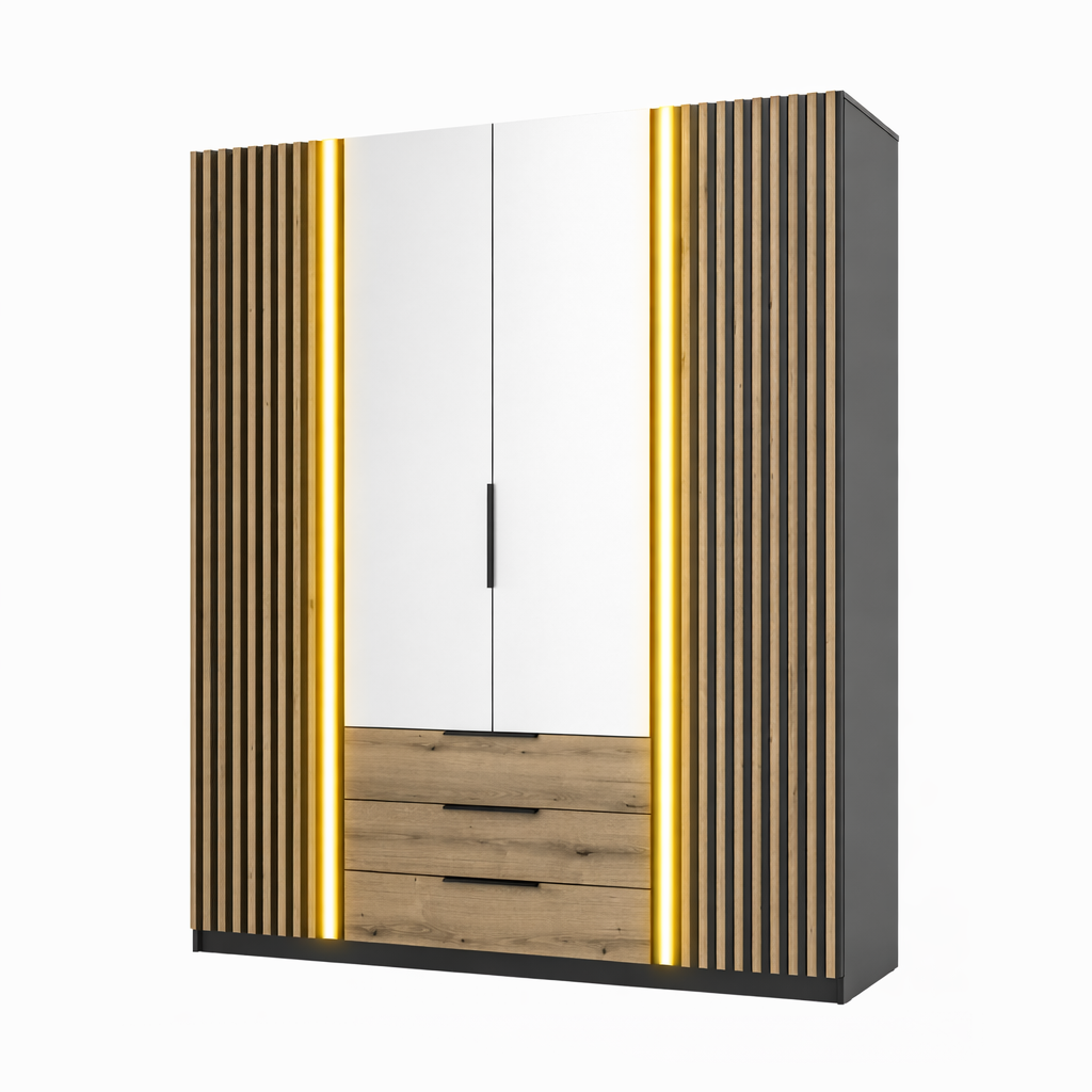 LE KAJA BL/EV-BL 2LAM 2 3S Wardrobe with Mirror