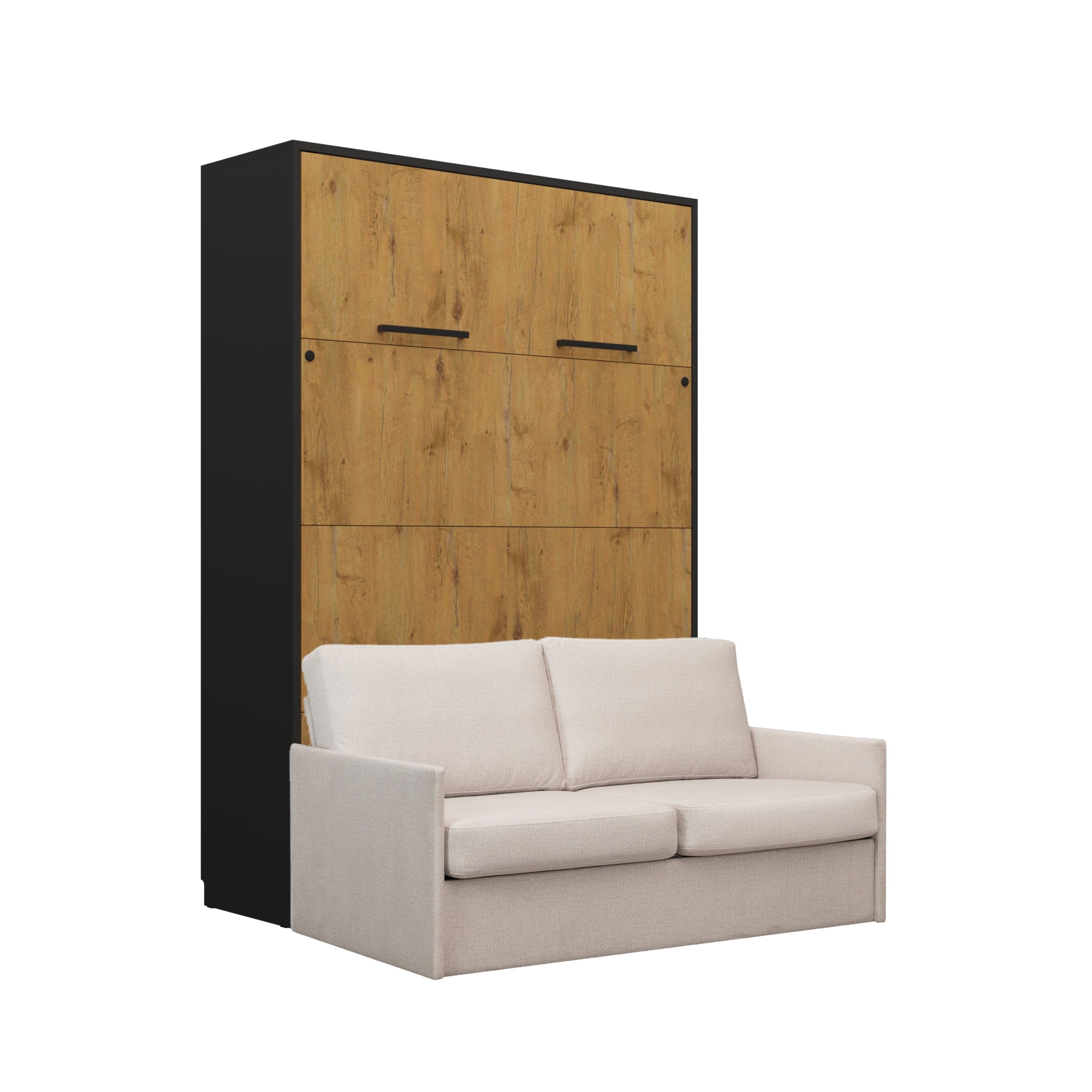 Genius Schrankbett mit Sofa Lancelot Eiche – für 140x200 cm Matratze