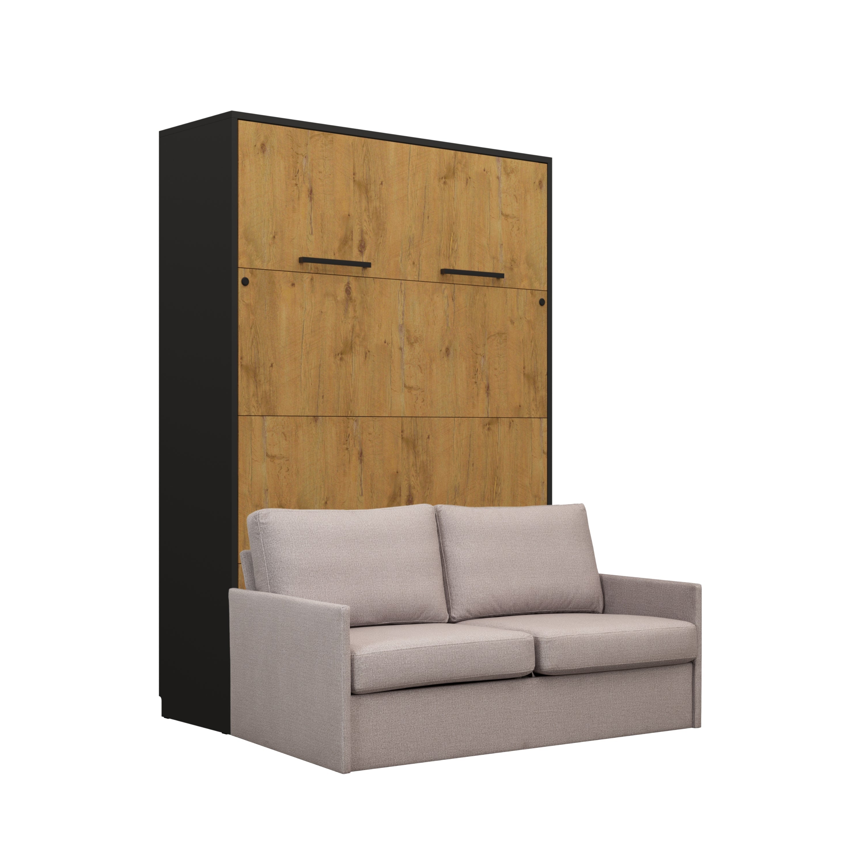 Genius Schrankbett mit Sofa Lancelot Eiche – für 140x200 cm Matratze