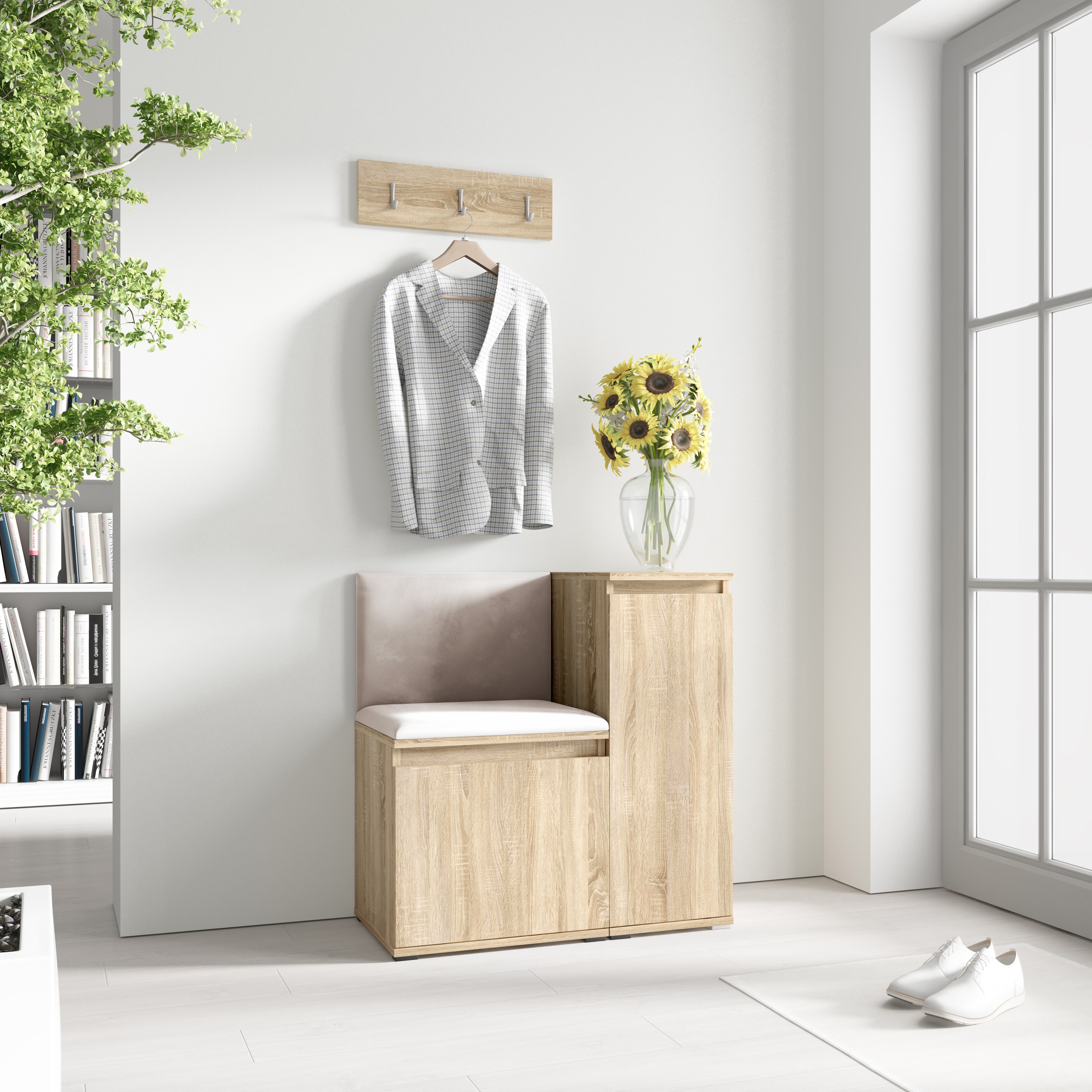 PK Emi 30 Hallway Wardrobe Sonoma Oak - Upholstered Panels in Various Colours