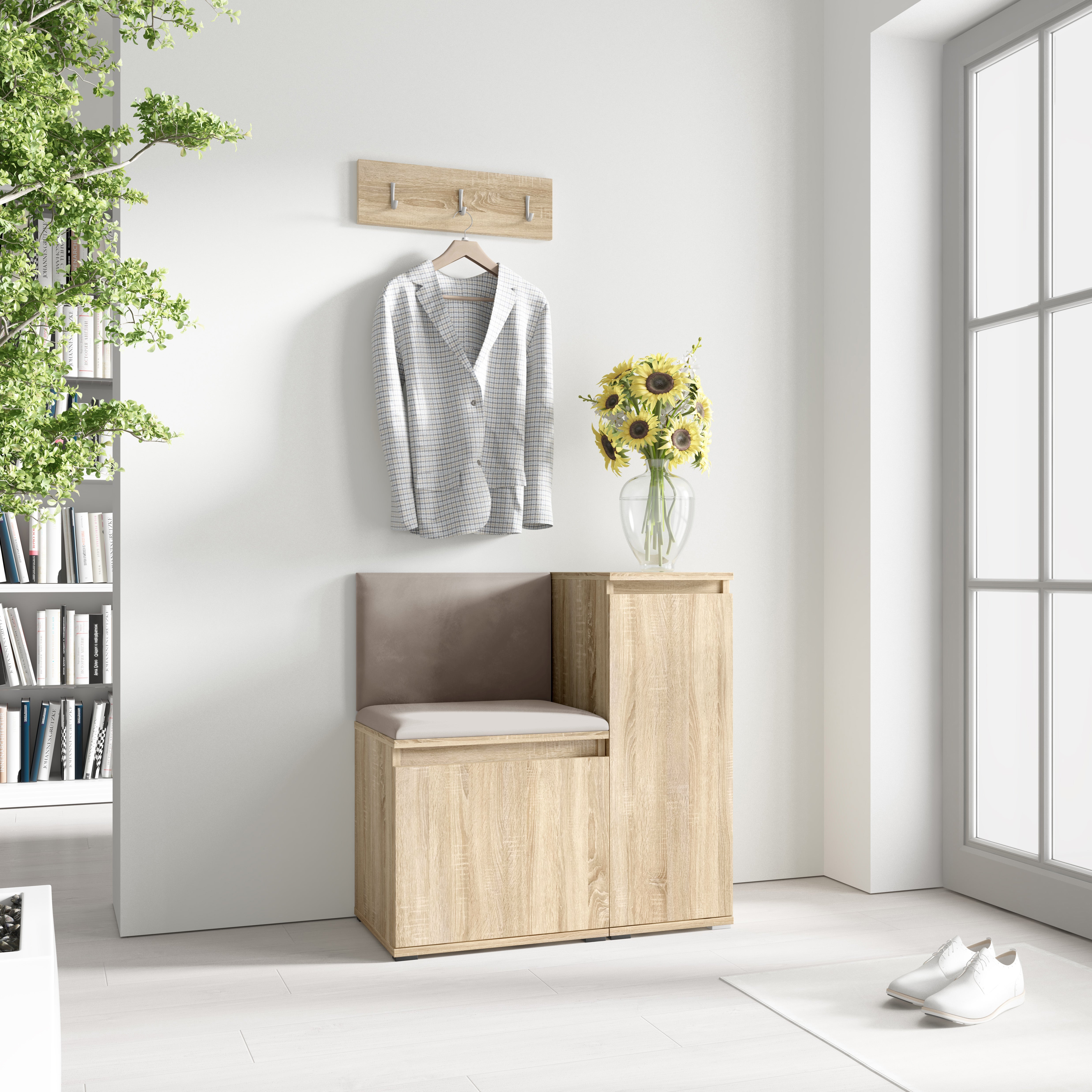 PK Emi 30 Hallway Wardrobe Sonoma Oak - Upholstered Panels in Various Colours