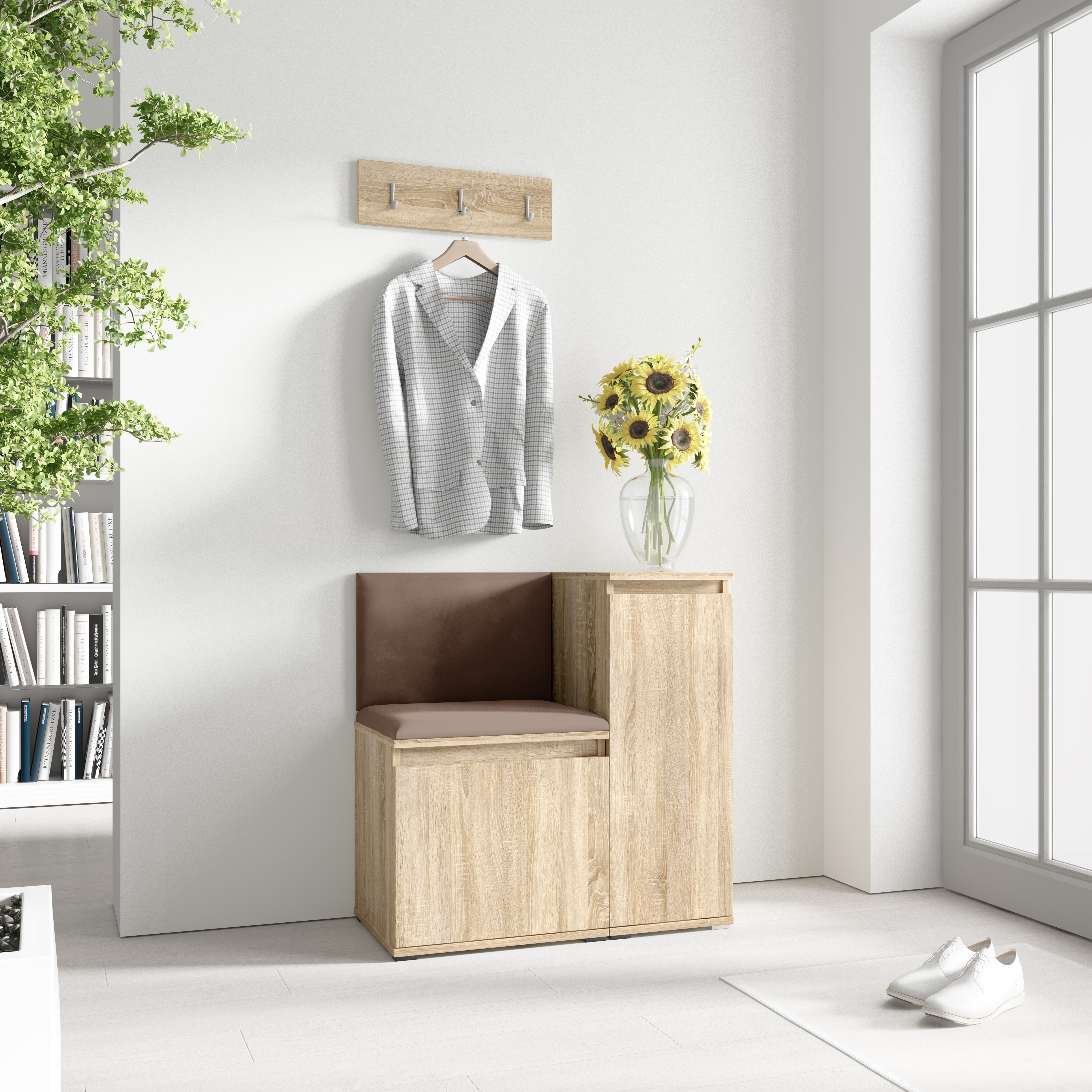 PK Emi 30 Hallway Wardrobe Sonoma Oak - Upholstered Panels in Various Colours