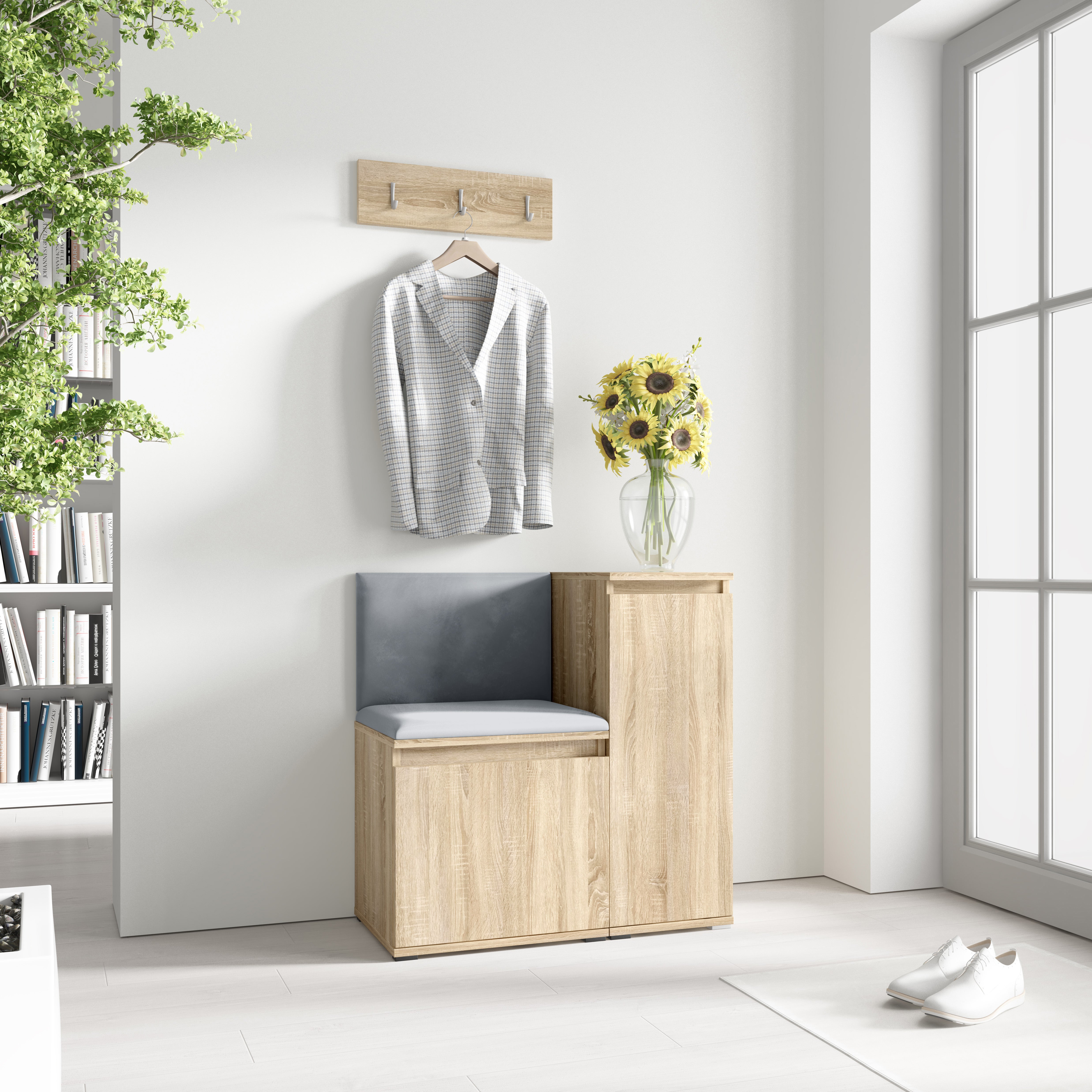 PK Emi 30 Hallway Wardrobe Sonoma Oak - Upholstered Panels in Various Colours