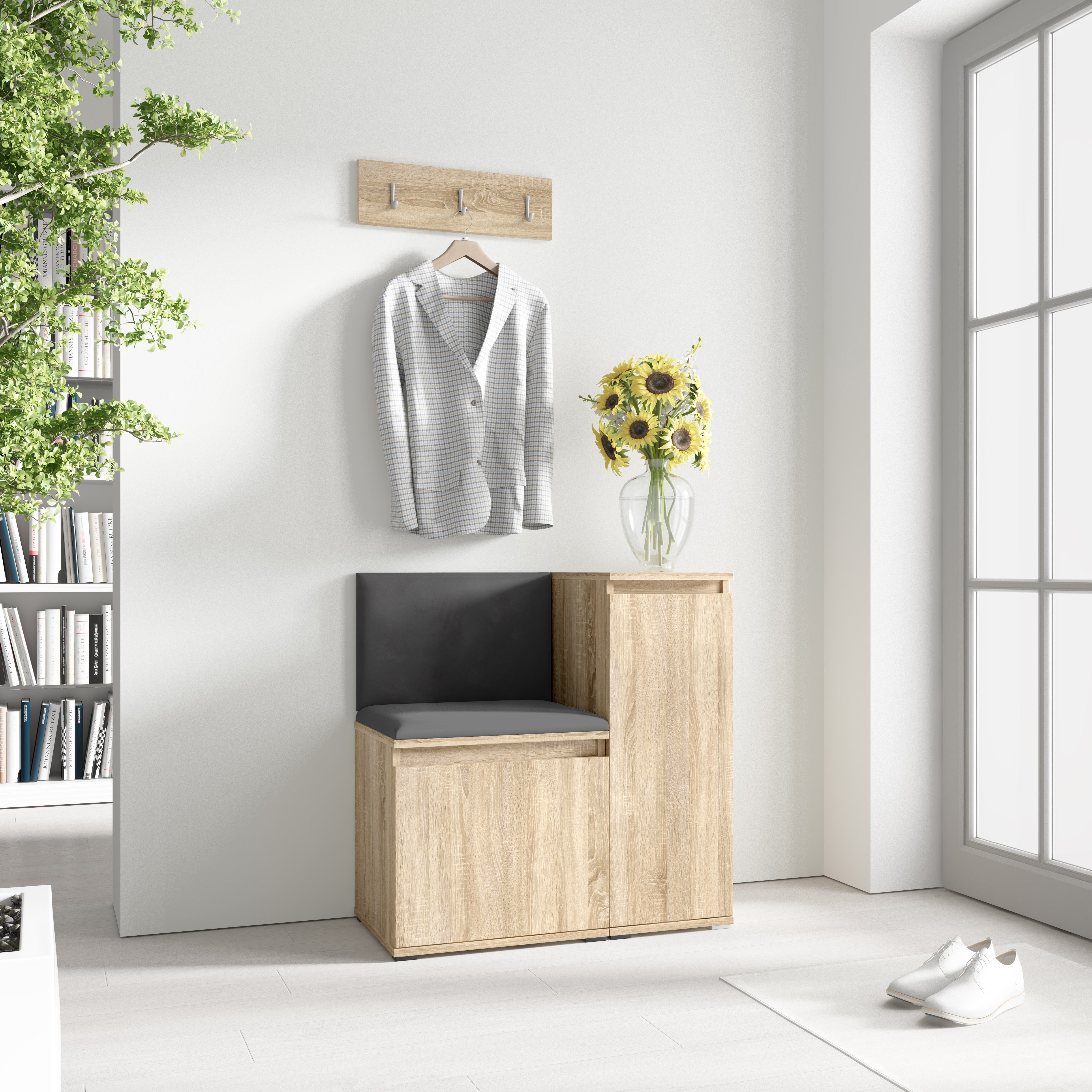 PK Emi 30 Hallway Wardrobe Sonoma Oak - Upholstered Panels in Various Colours