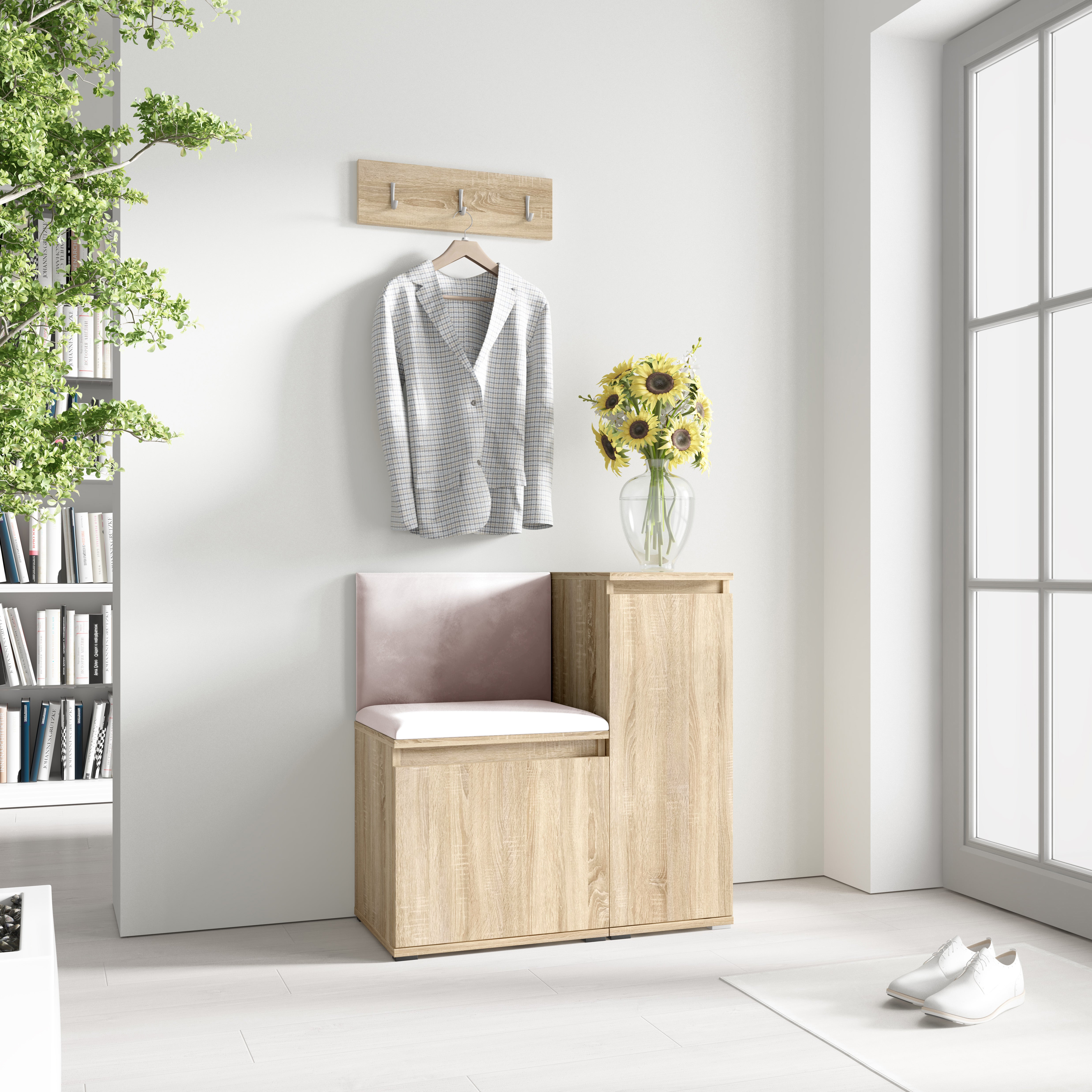 PK Emi 30 Hallway Wardrobe Sonoma Oak - Upholstered Panels in Various Colours