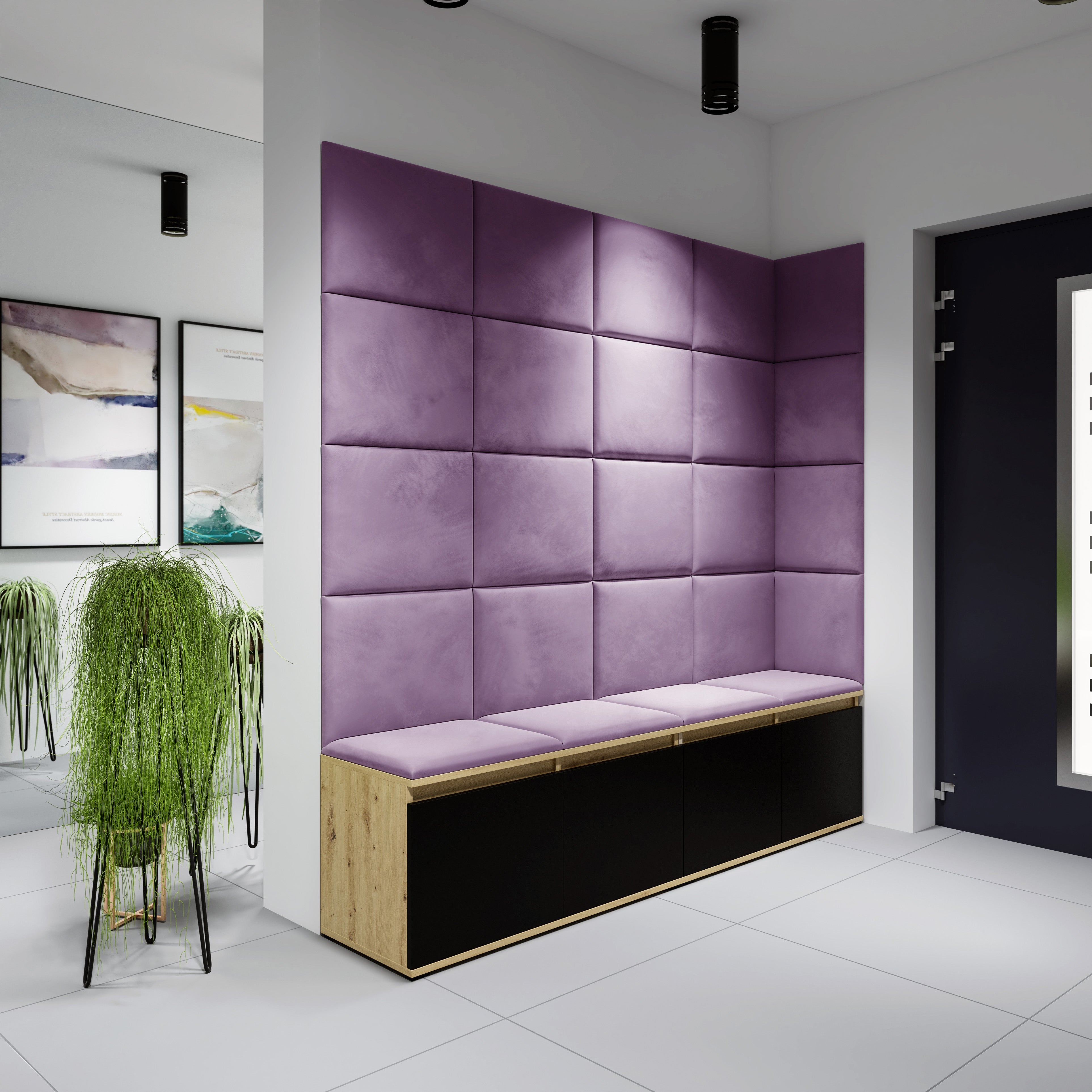 PK Emi 3 Hallway Wardrobe Artisan Oak / Black - Upholstered Panels in Various Colours