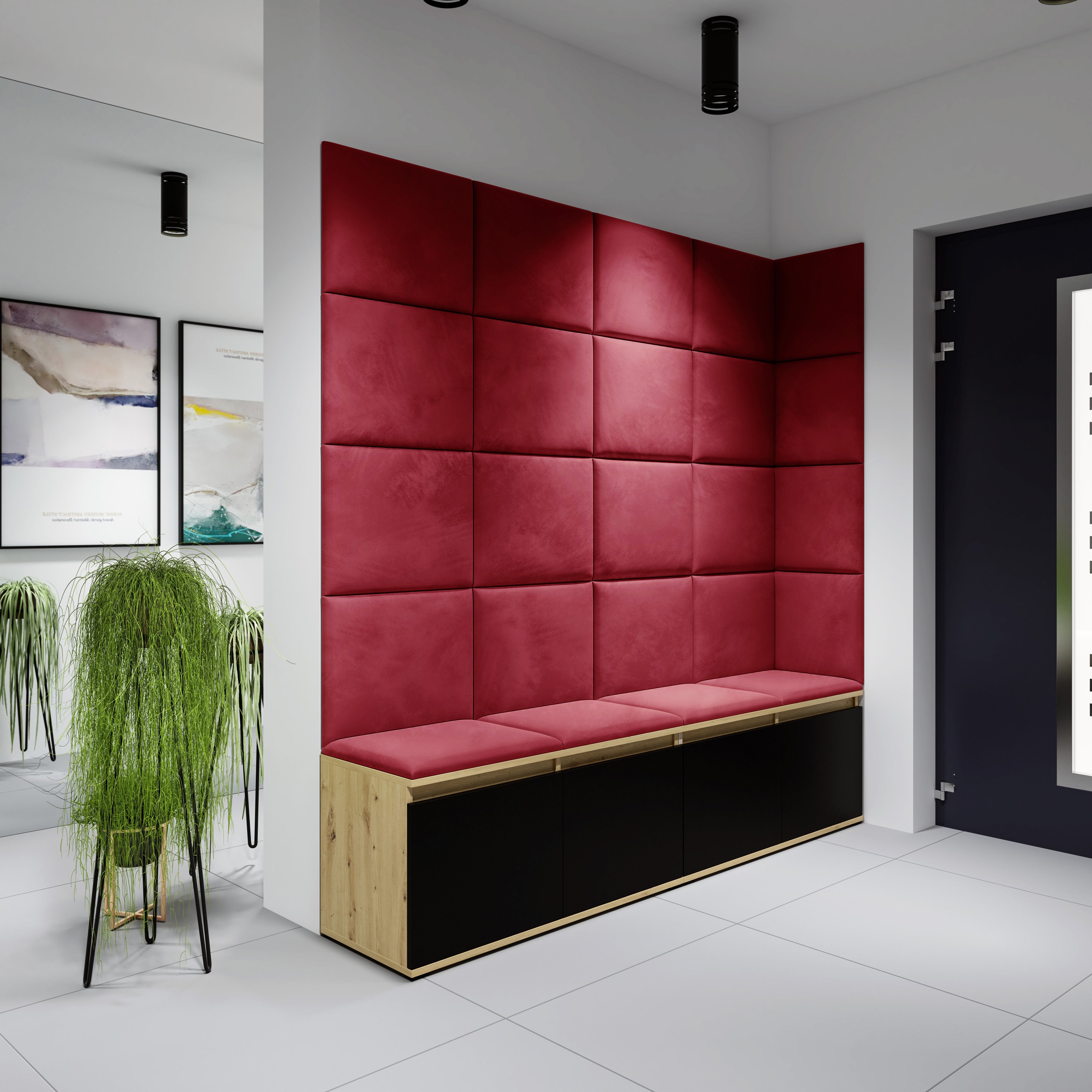 PK Emi 3 Hallway Wardrobe Artisan Oak / Black - Upholstered Panels in Various Colours