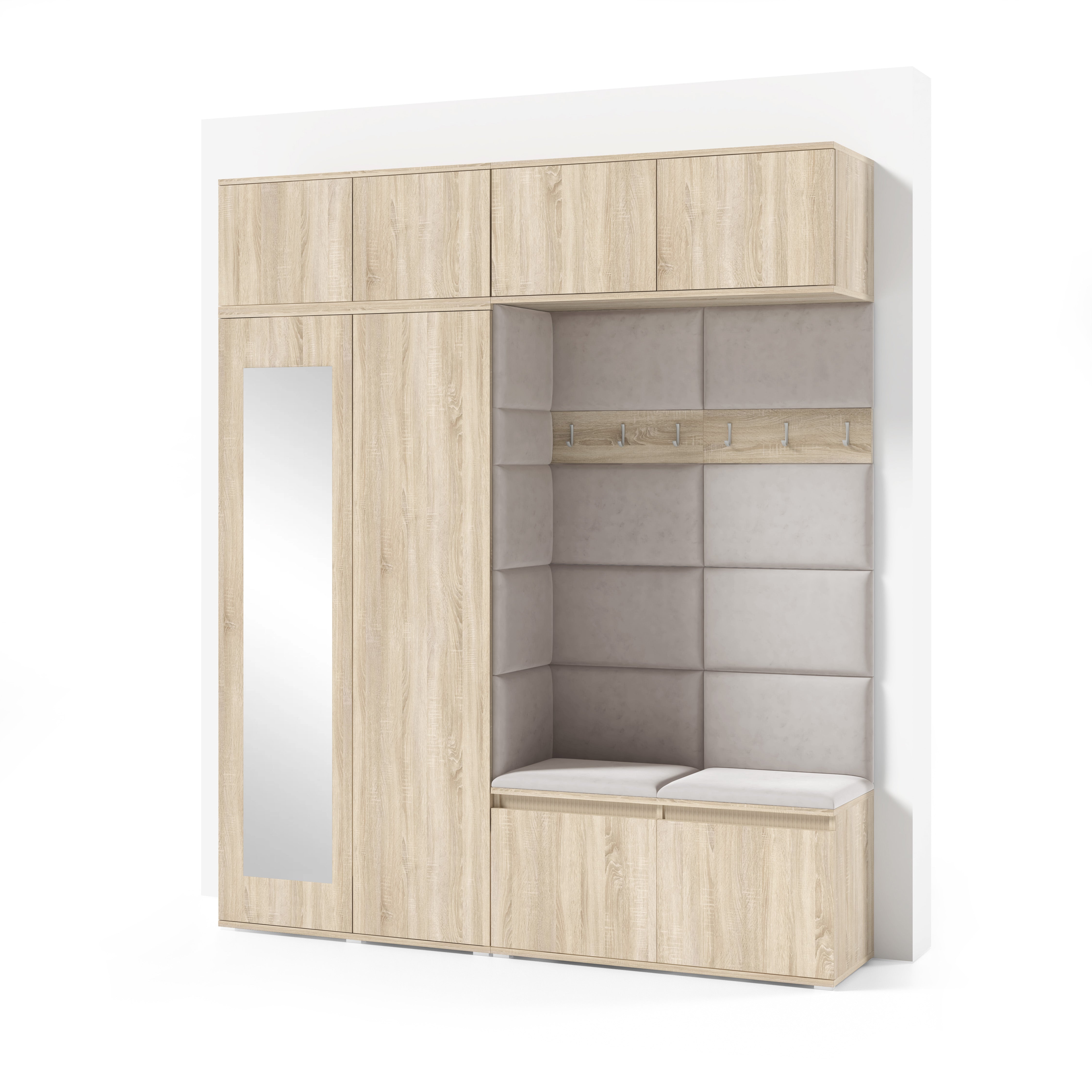 PK Emi 16 Hallway Wardrobe Sonoma Oak - Upholstered Panels in Various Colours
