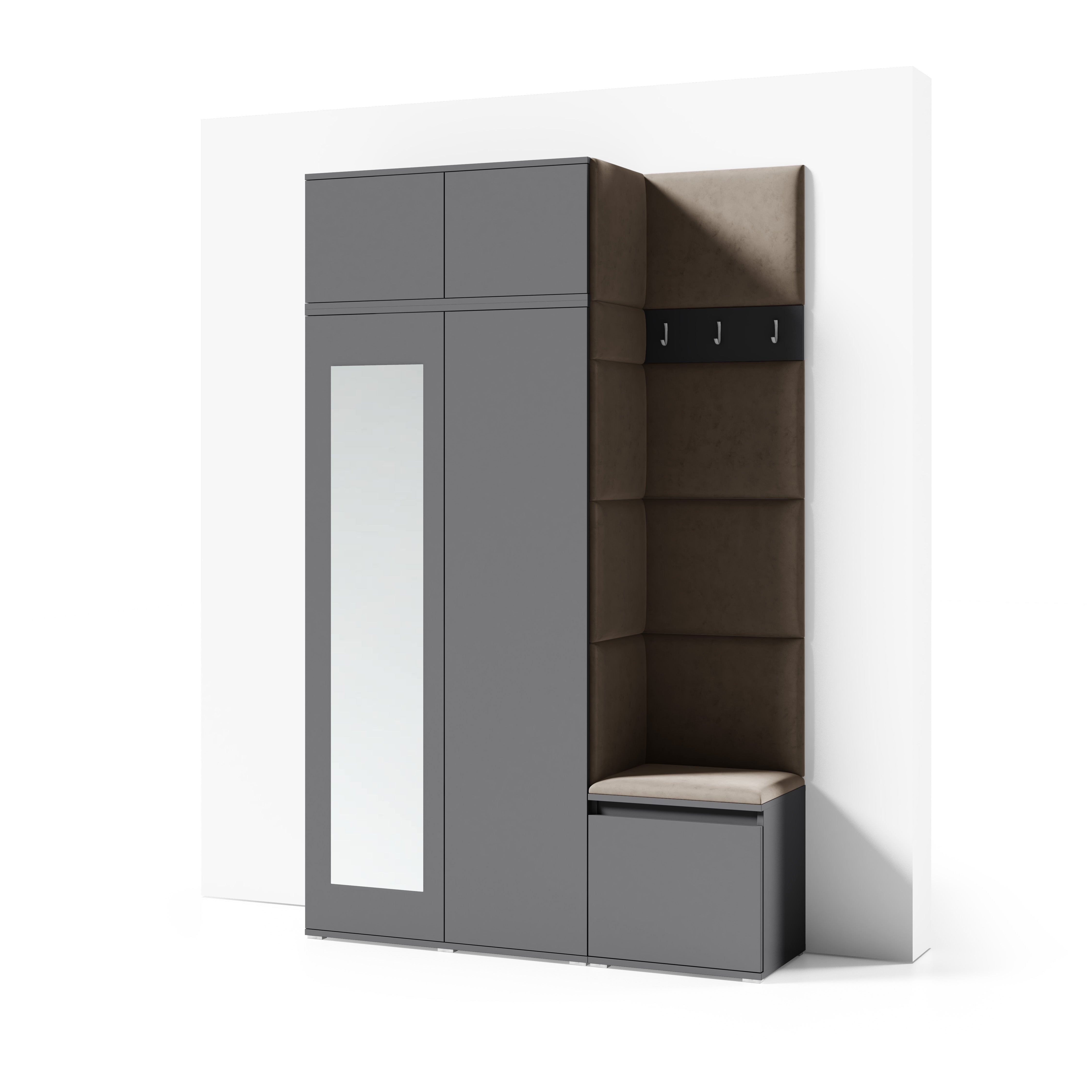 PK Emi 20 Flurschrank Graphit - Gepolsterte Paneele in verschiedenen Farben