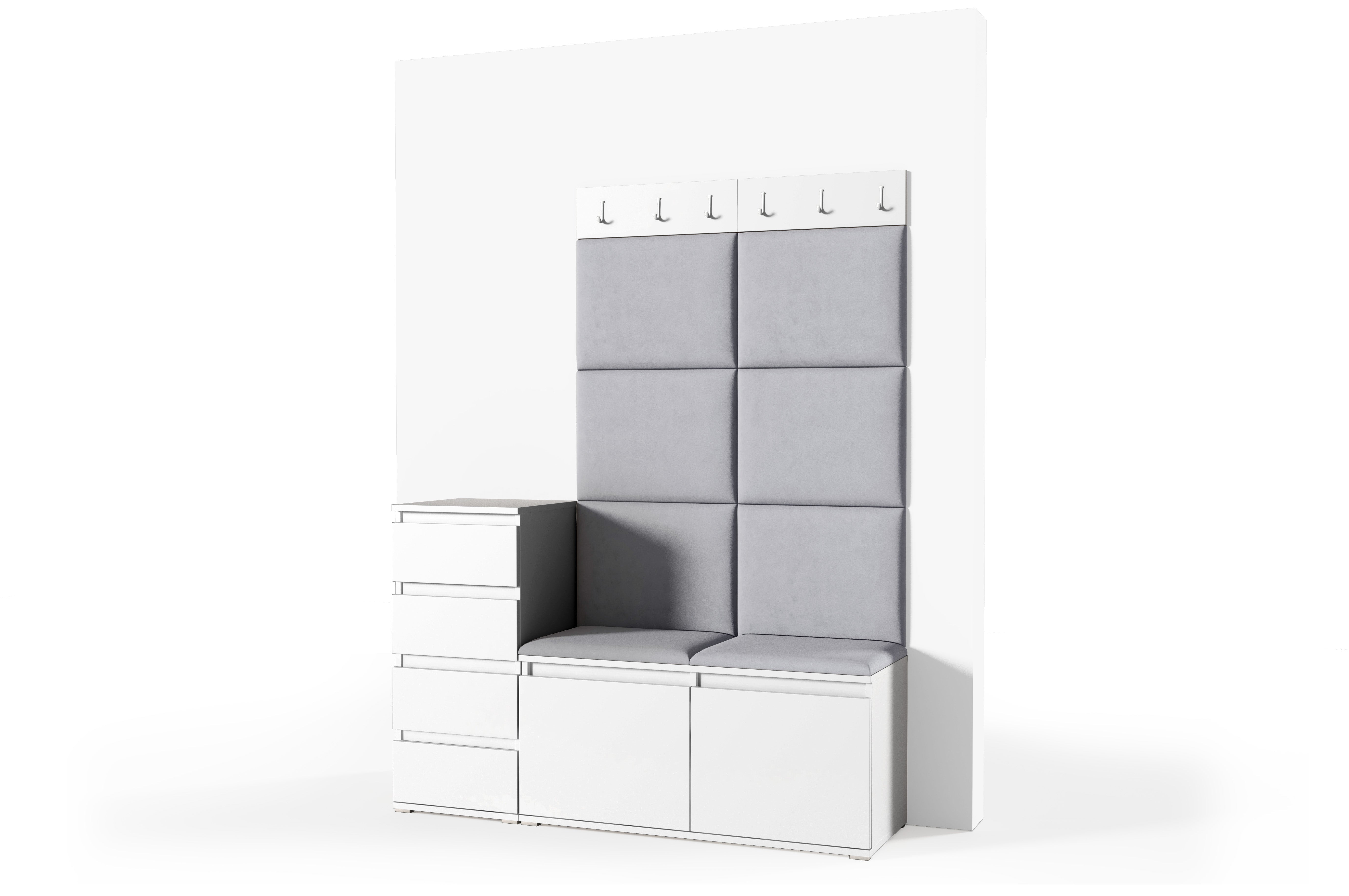 PK Emi 34 Hallway Wardrobe White - Upholstered Panels in Various Colours