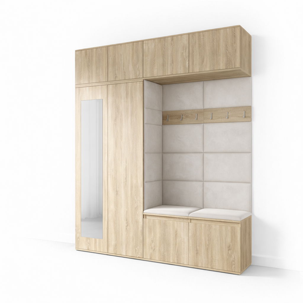 PK Emi 16 Hallway Wardrobe Sonoma Oak - Upholstered Panels in Various Colours