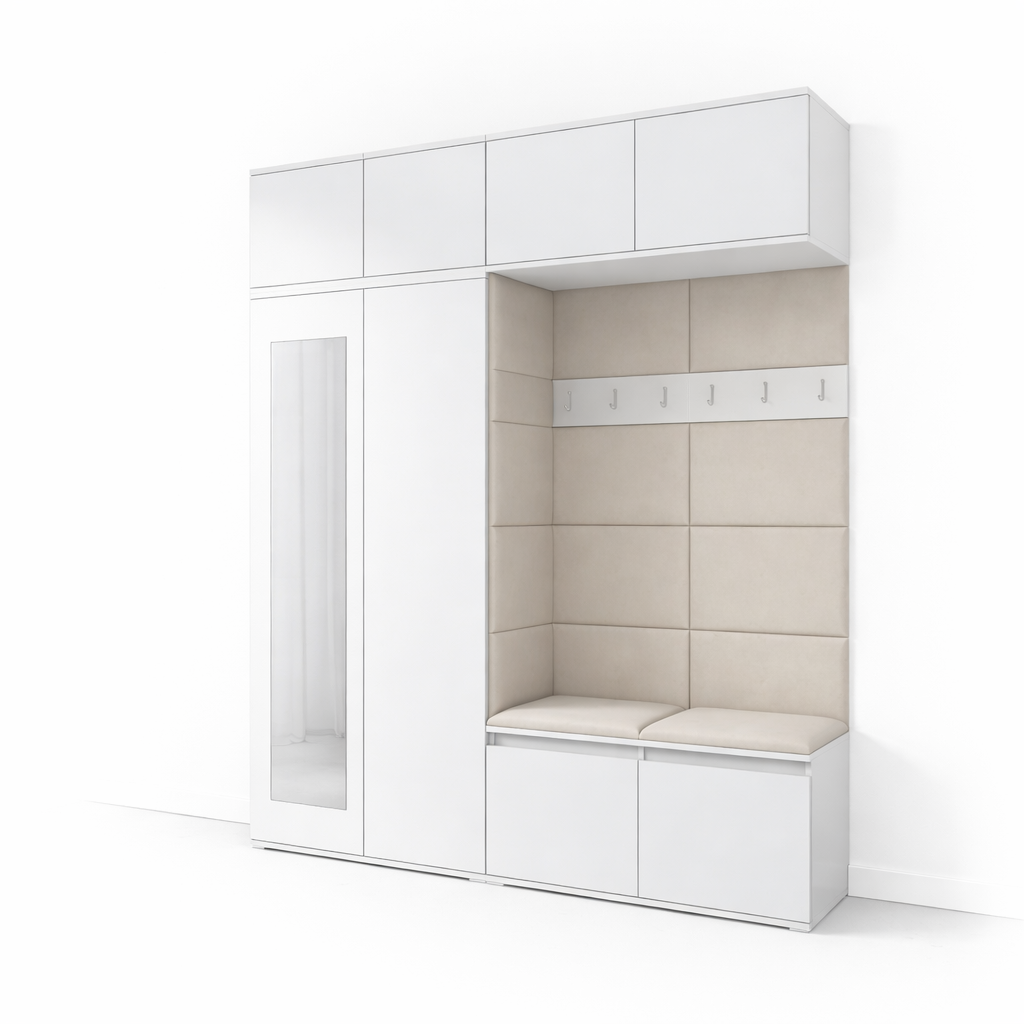 PK Emi 16 Hallway Wardrobe White - Upholstered Panels in Various Colours