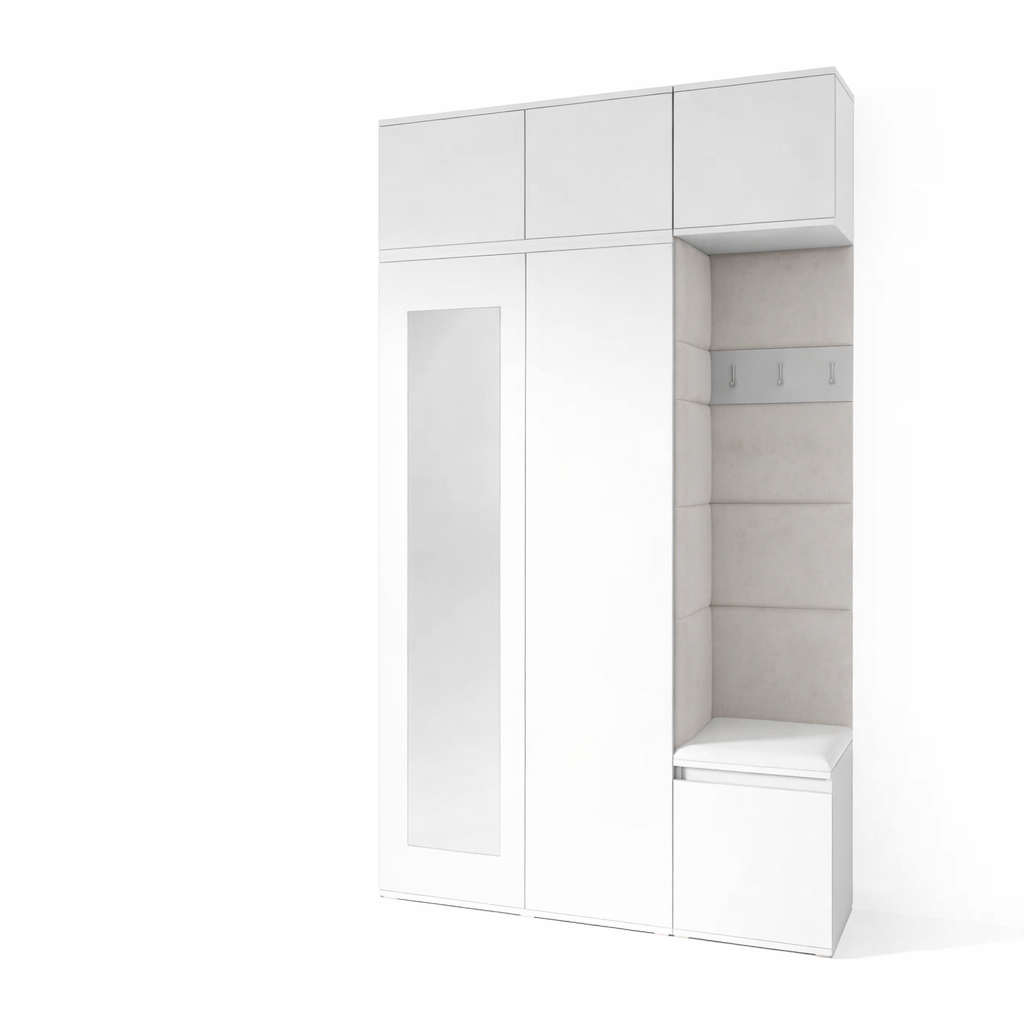 PK Emi 18 Hallway Wardrobe White - Upholstered Panels in Various Colours