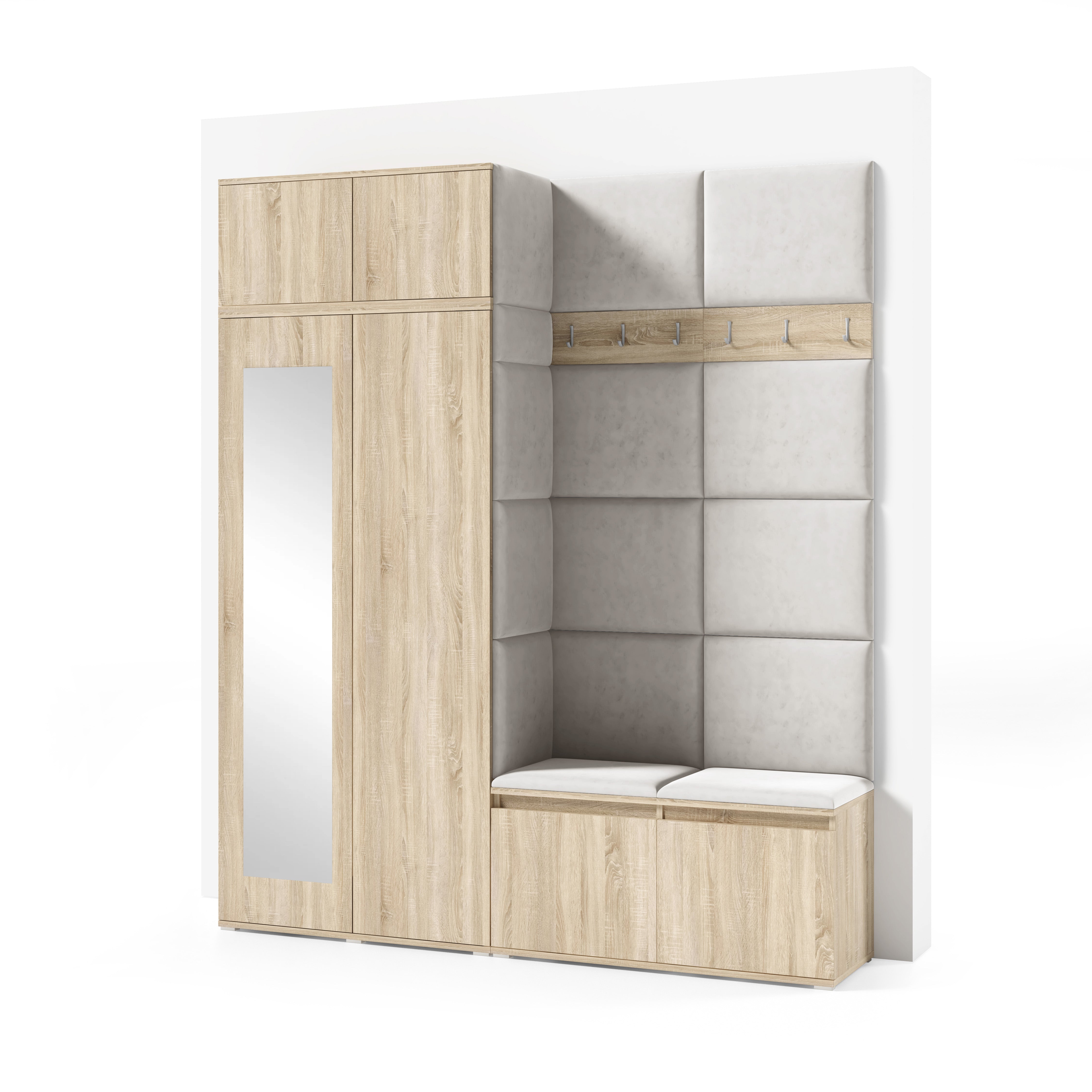 PK Emi 19 Flurschrank Sonoma Oak - Gepolsterte Paneele in verschiedenen Farben