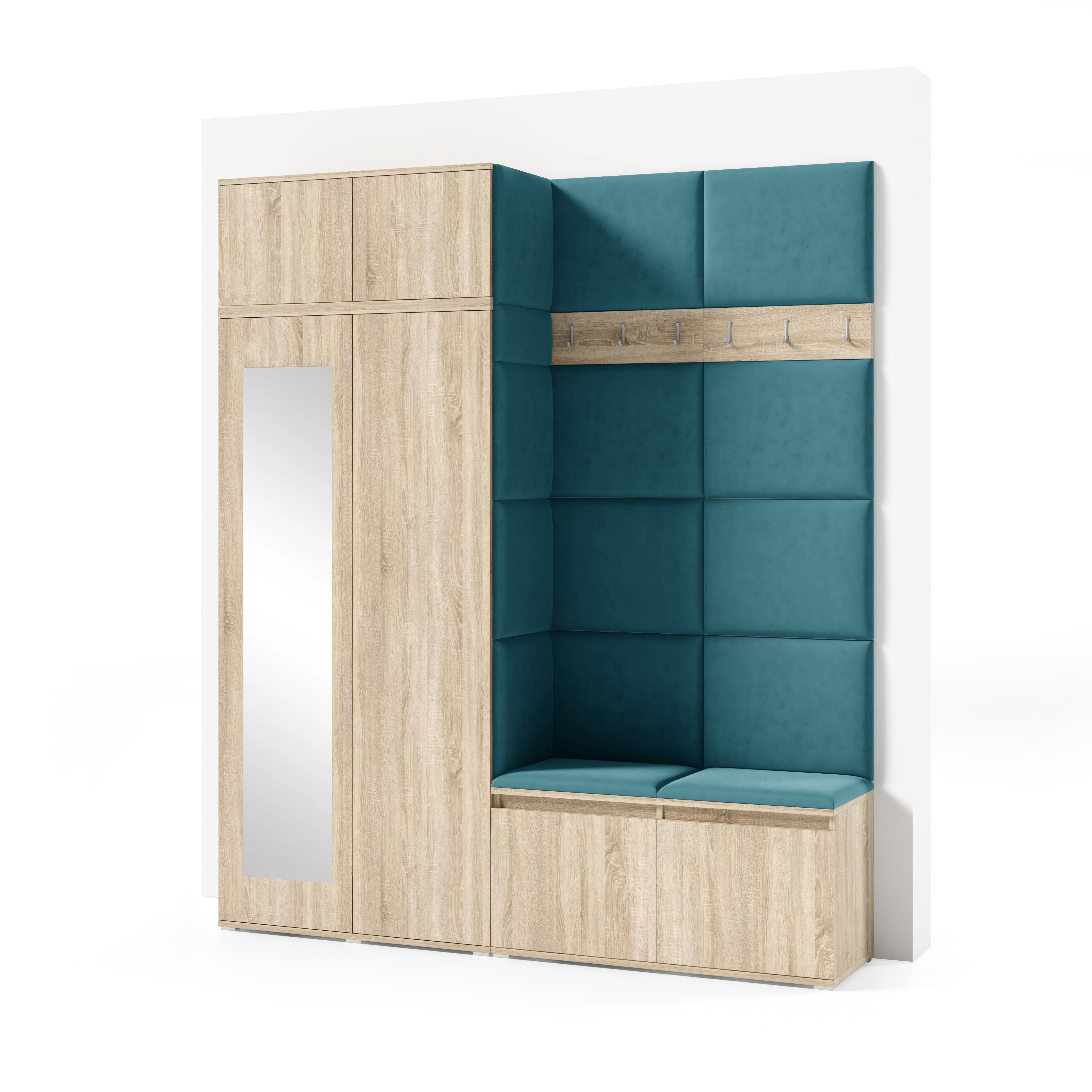 PK Emi 19 Flurschrank Sonoma Oak - Gepolsterte Paneele in verschiedenen Farben