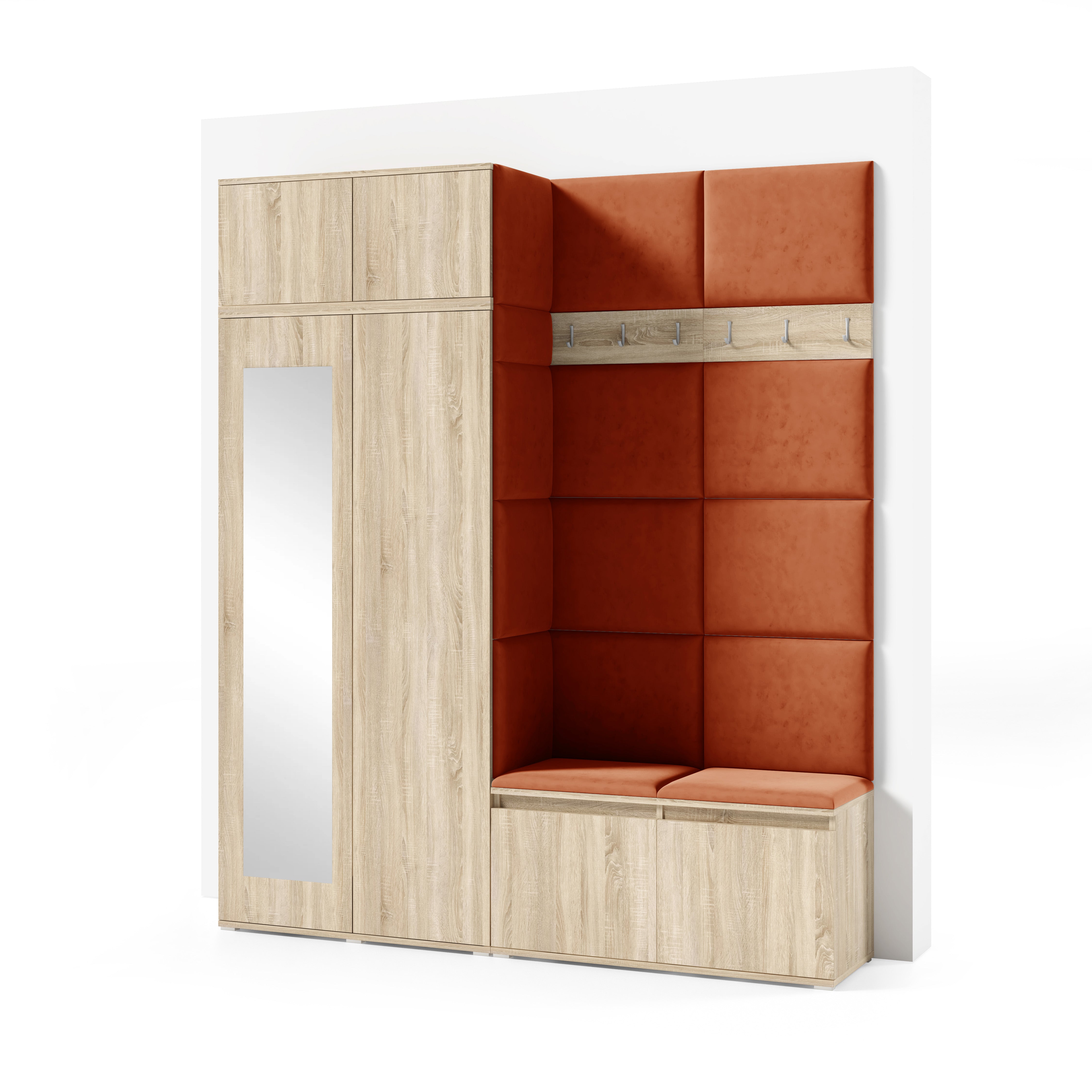 PK Emi 19 Flurschrank Sonoma Oak - Gepolsterte Paneele in verschiedenen Farben