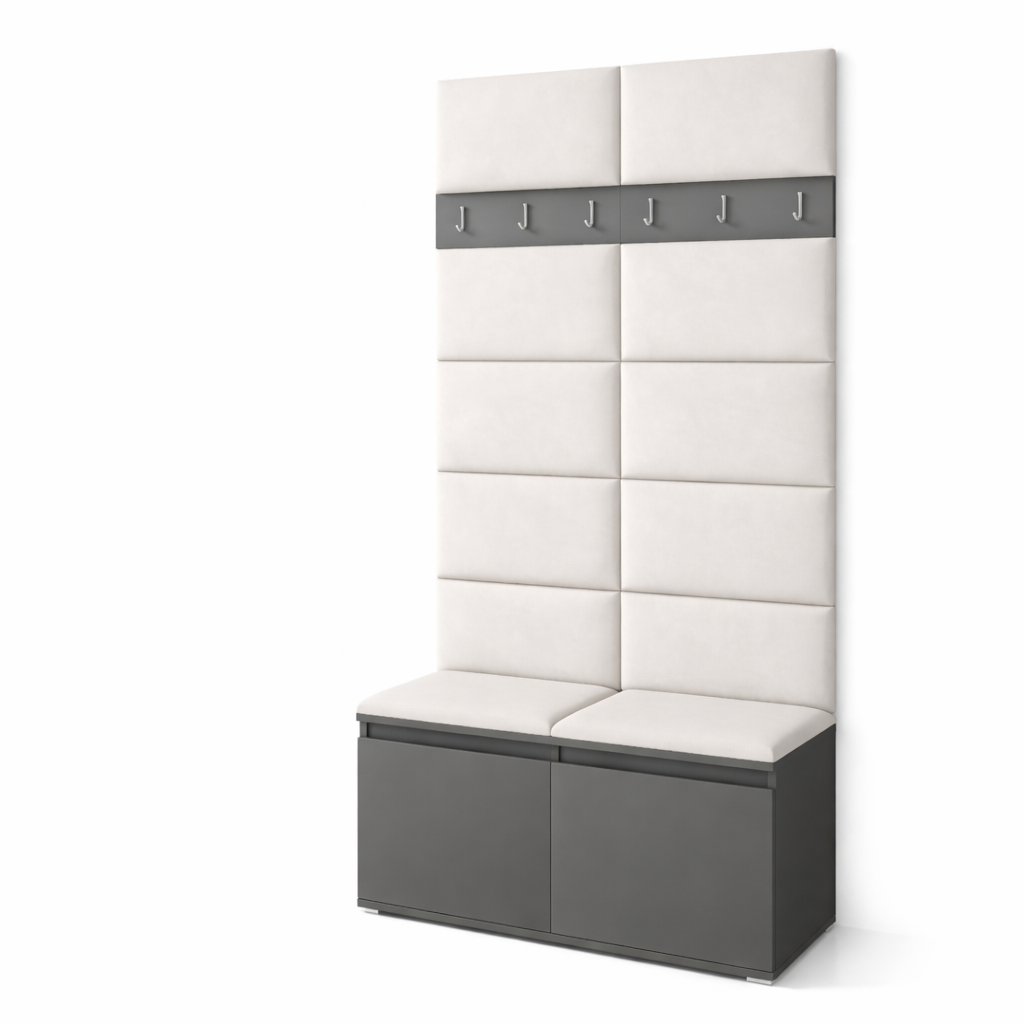 PK Emi 1 Hallway Wardrobe Graphite -Upholstered Panels in Various Colours