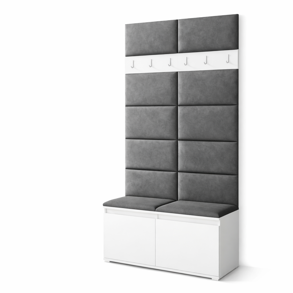 PK Emi 1 Hallway Wardrobe White - Upholstered Panels in Various Colours