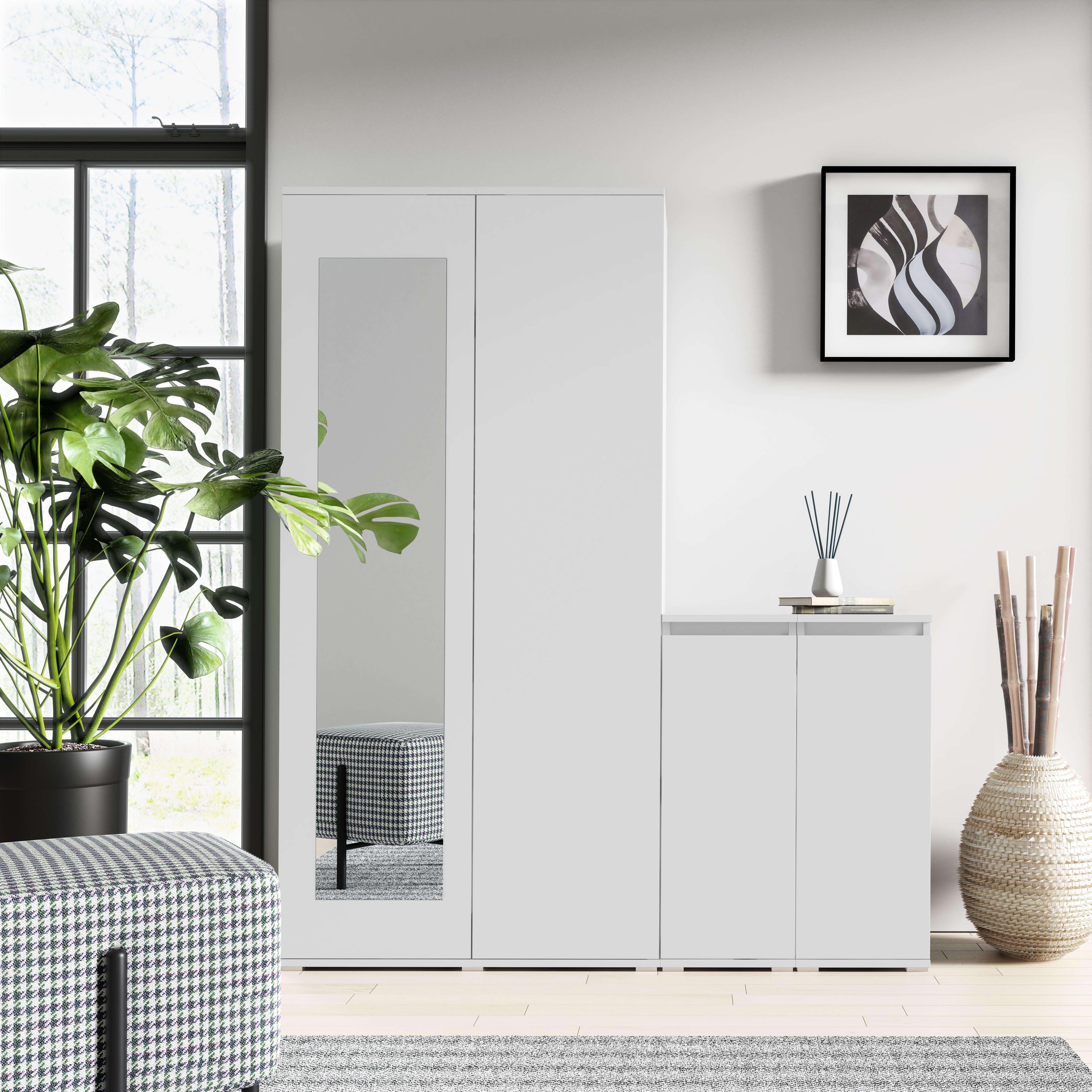 PK Emi 24 Hallway Wardrobe White/ Graphite/Aristan Oak-Black