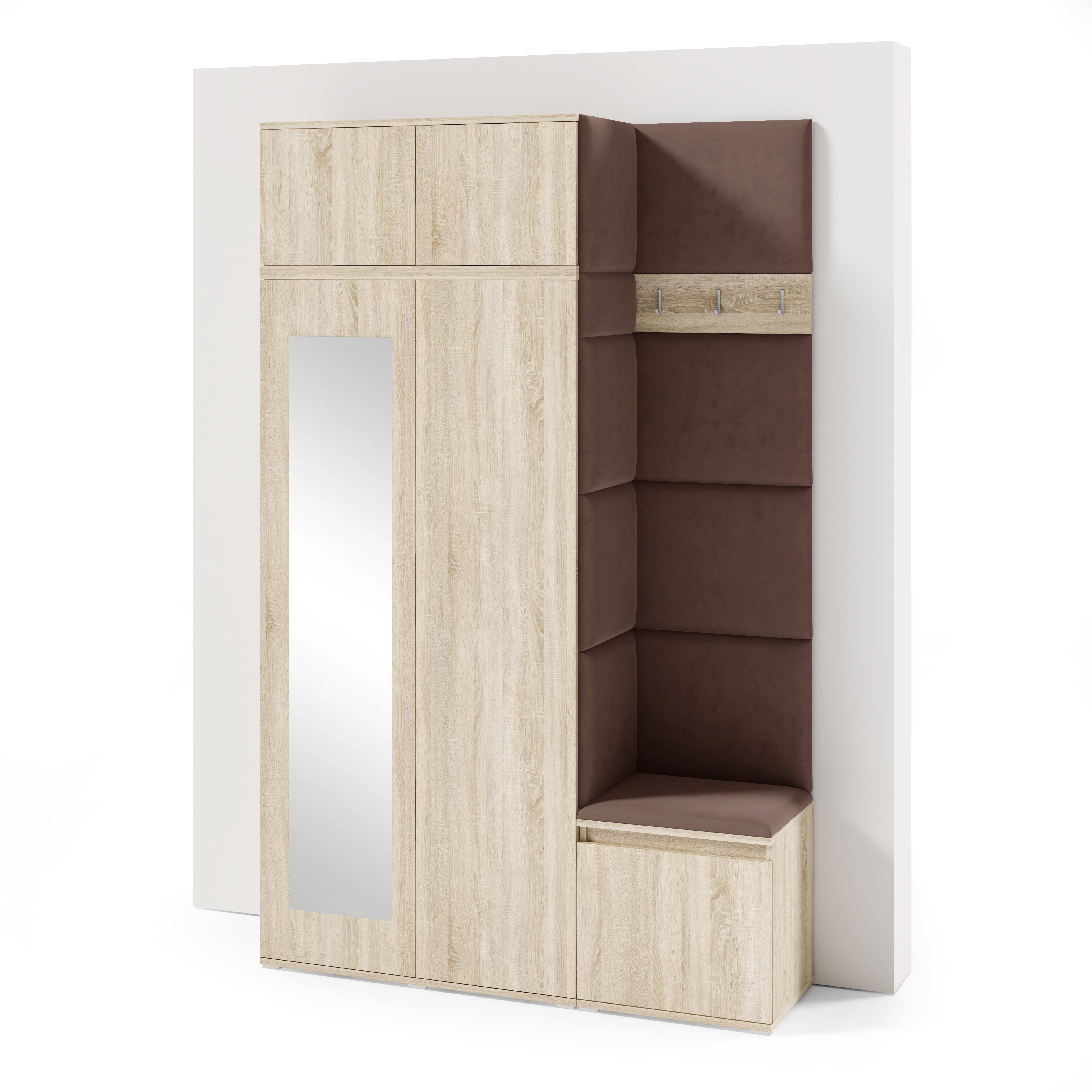 PK Emi 20 Hallway Wardrobe Sonoma Oak - Upholstered Panels in Various Colours