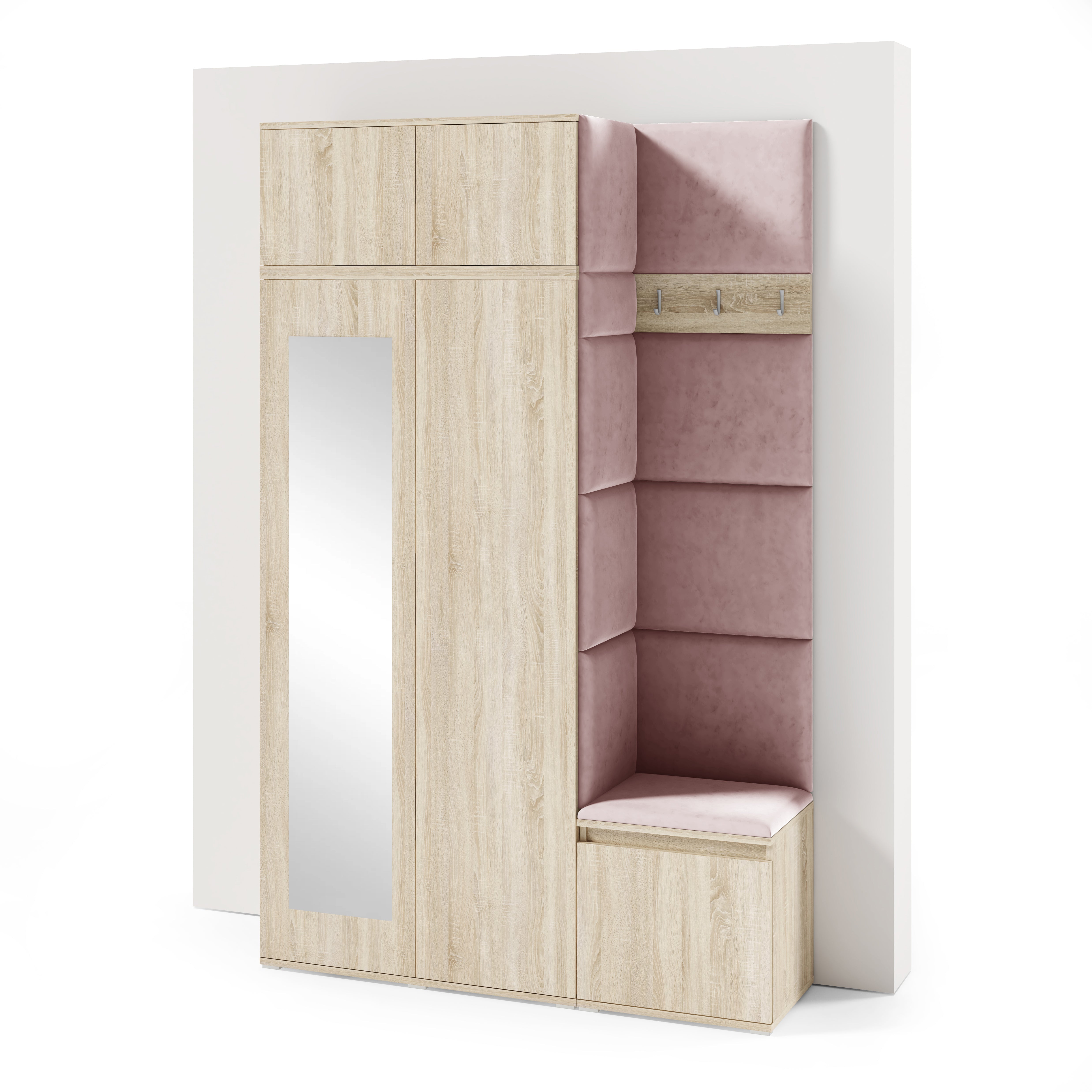 PK Emi 20 Hallway Wardrobe Sonoma Oak - Upholstered Panels in Various Colours