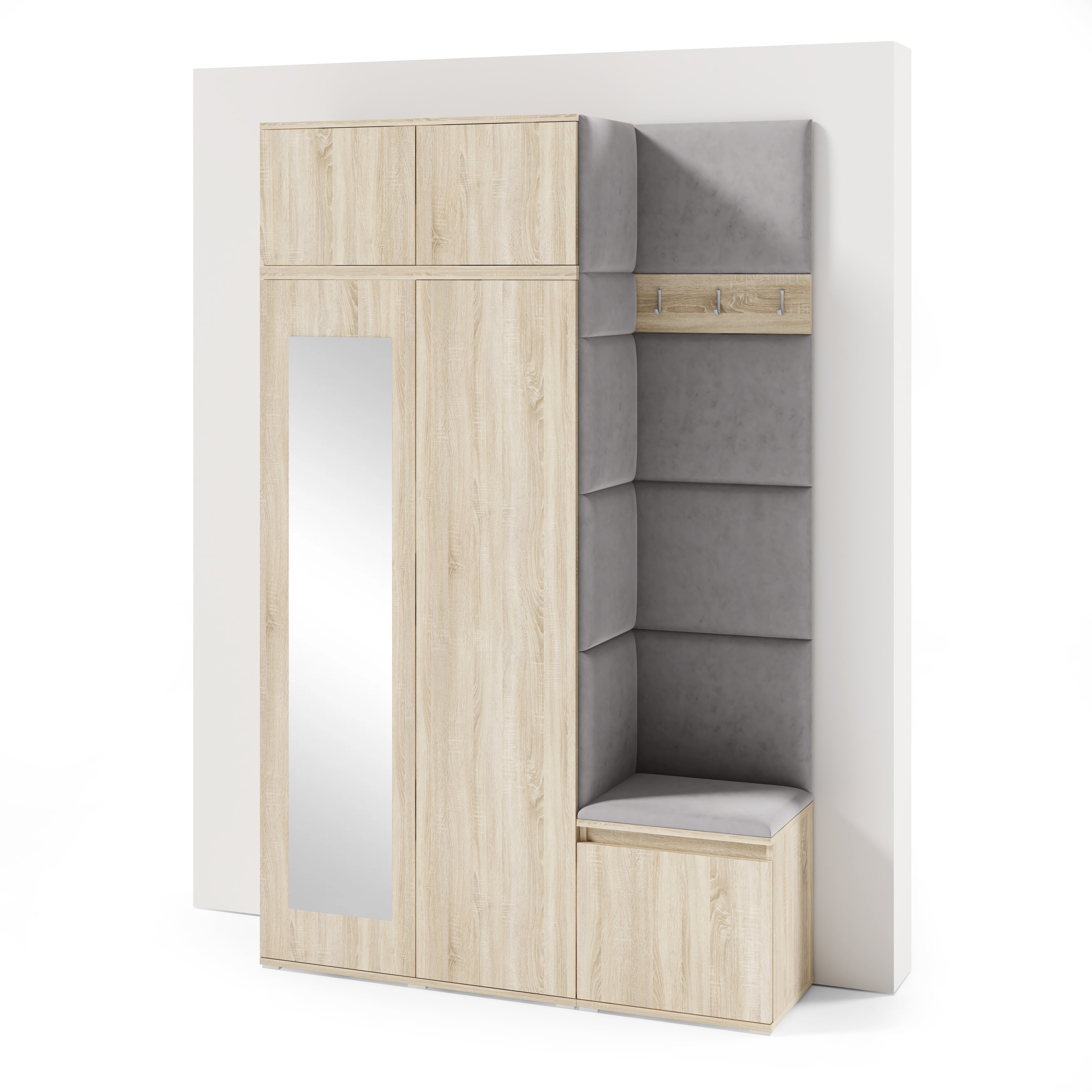 PK Emi 20 Hallway Wardrobe Sonoma Oak - Upholstered Panels in Various Colours