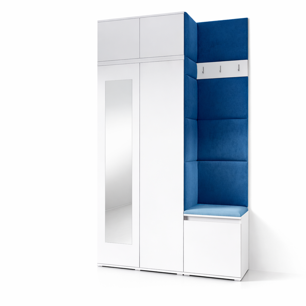 PK Emi 20 Hallway Wardrobe White - Upholstered Panels in Various Colours