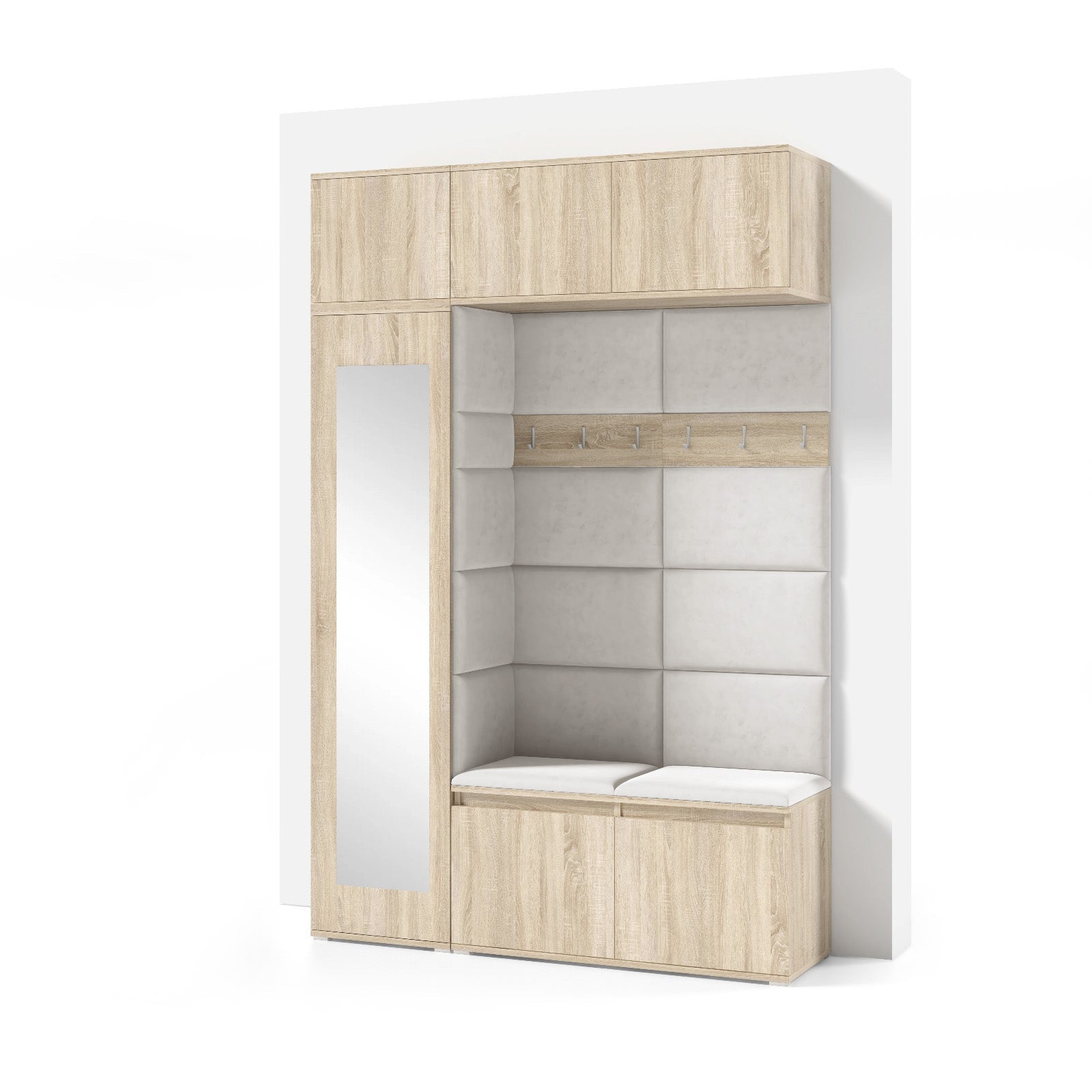 PK Emi 21 Hallway Wardrobe Sonoma Oak - Upholstered Panels in Various Colours