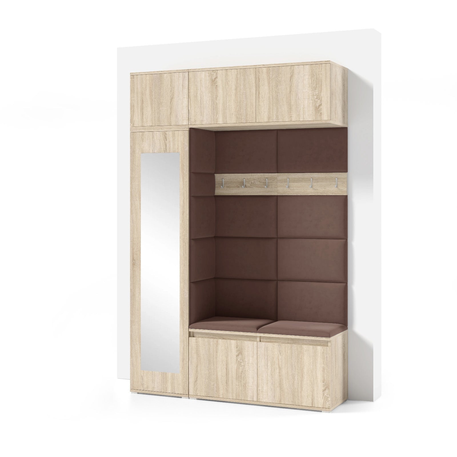 PK Emi 21 Hallway Wardrobe Sonoma Oak - Upholstered Panels in Various Colours