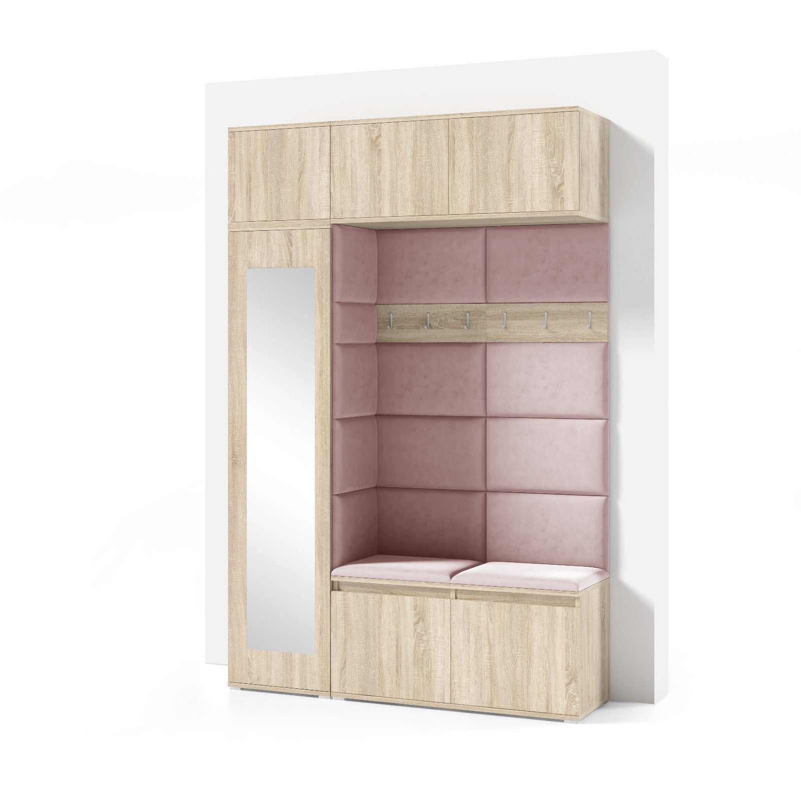 PK Emi 21 Hallway Wardrobe Sonoma Oak - Upholstered Panels in Various Colours