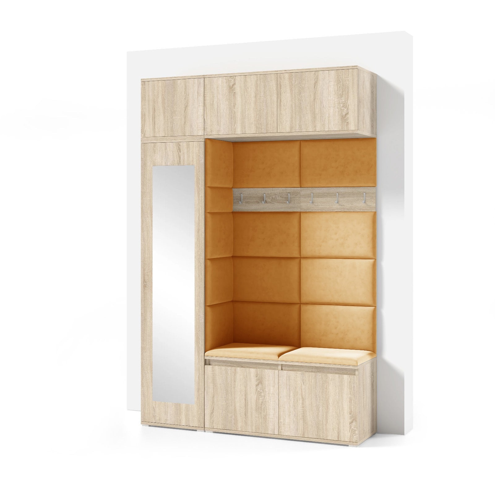 PK Emi 21 Hallway Wardrobe Sonoma Oak - Upholstered Panels in Various Colours