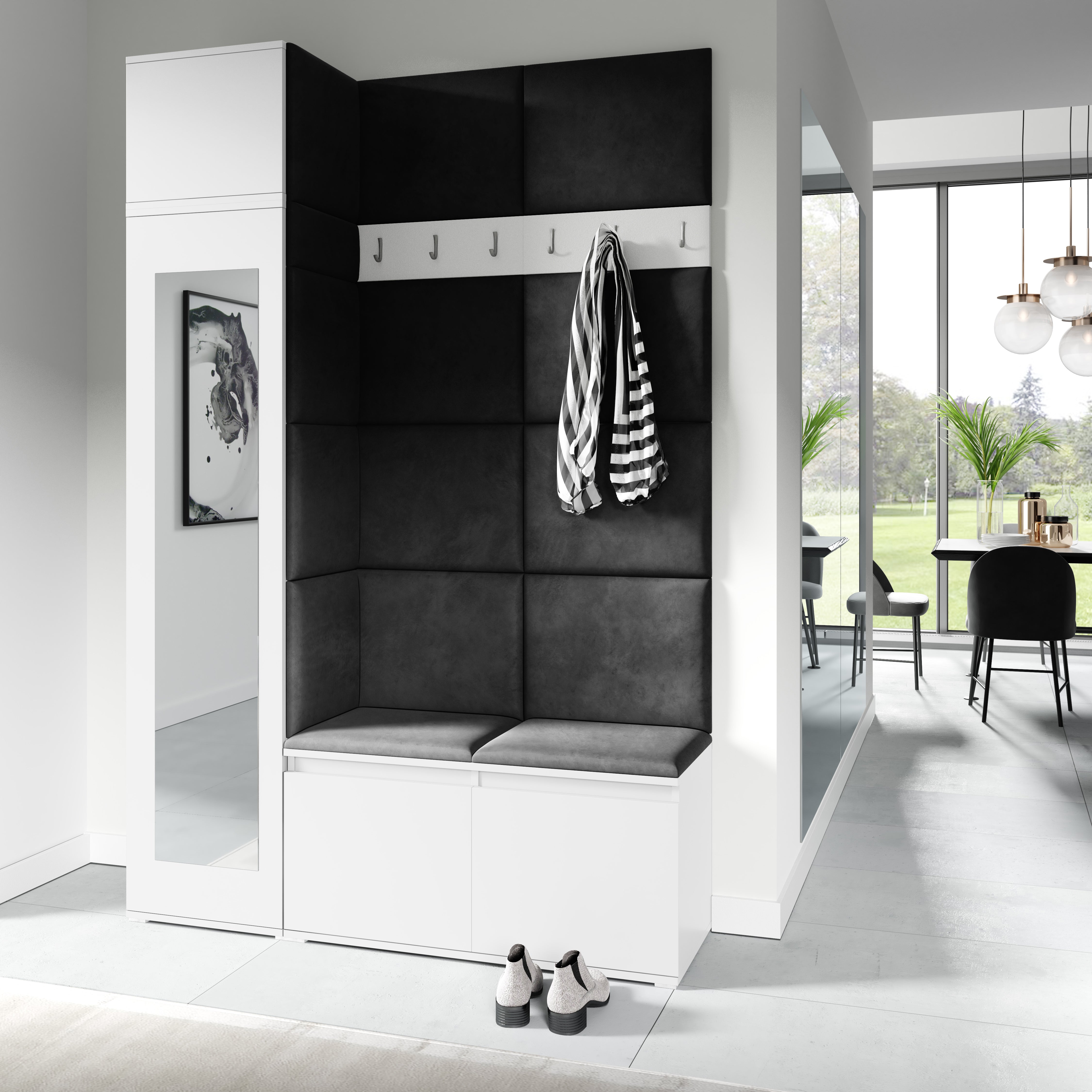 PK Emi 22 Hallway Wardrobe White - Upholstered Panels in Various Colours