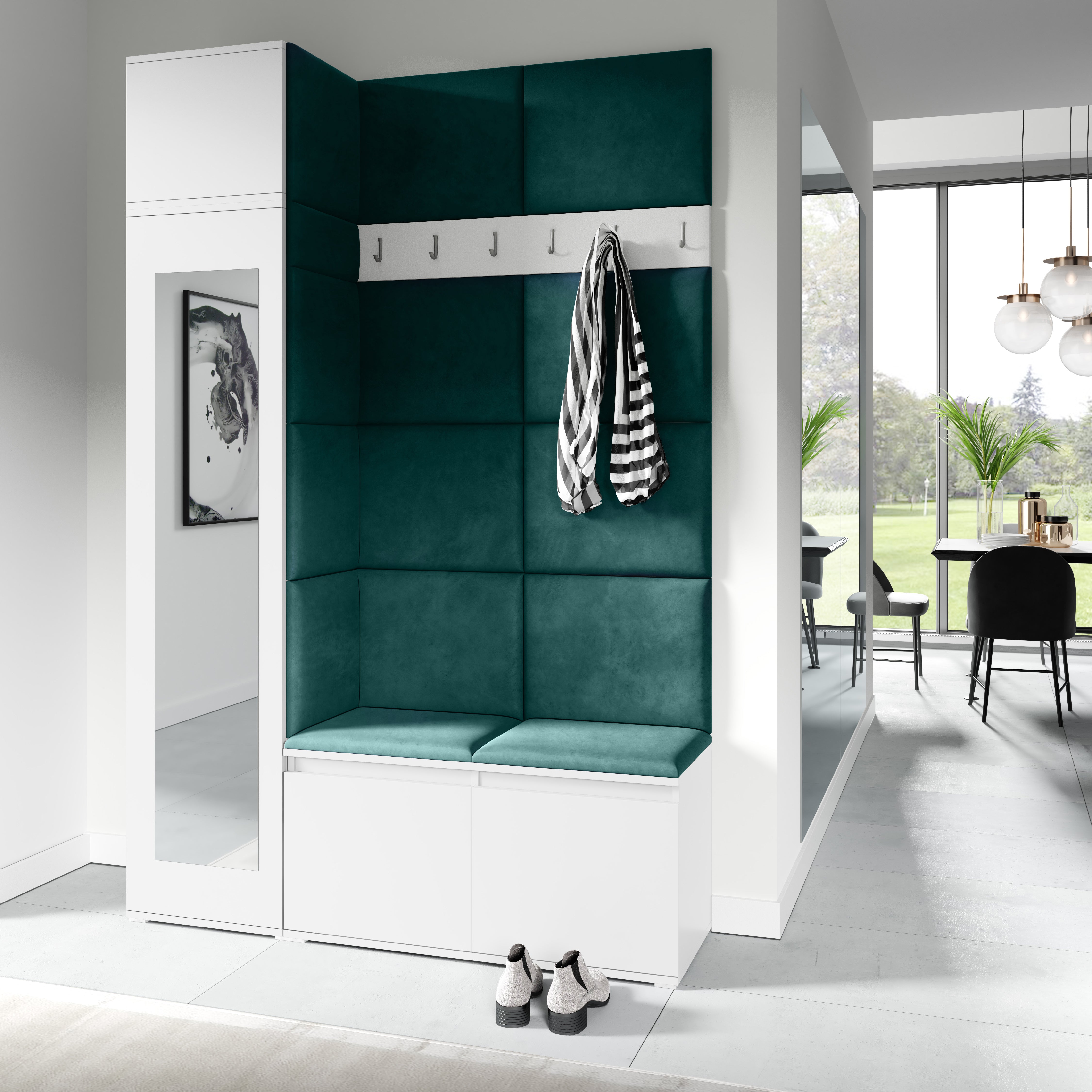 PK Emi 22 Hallway Wardrobe White - Upholstered Panels in Various Colours