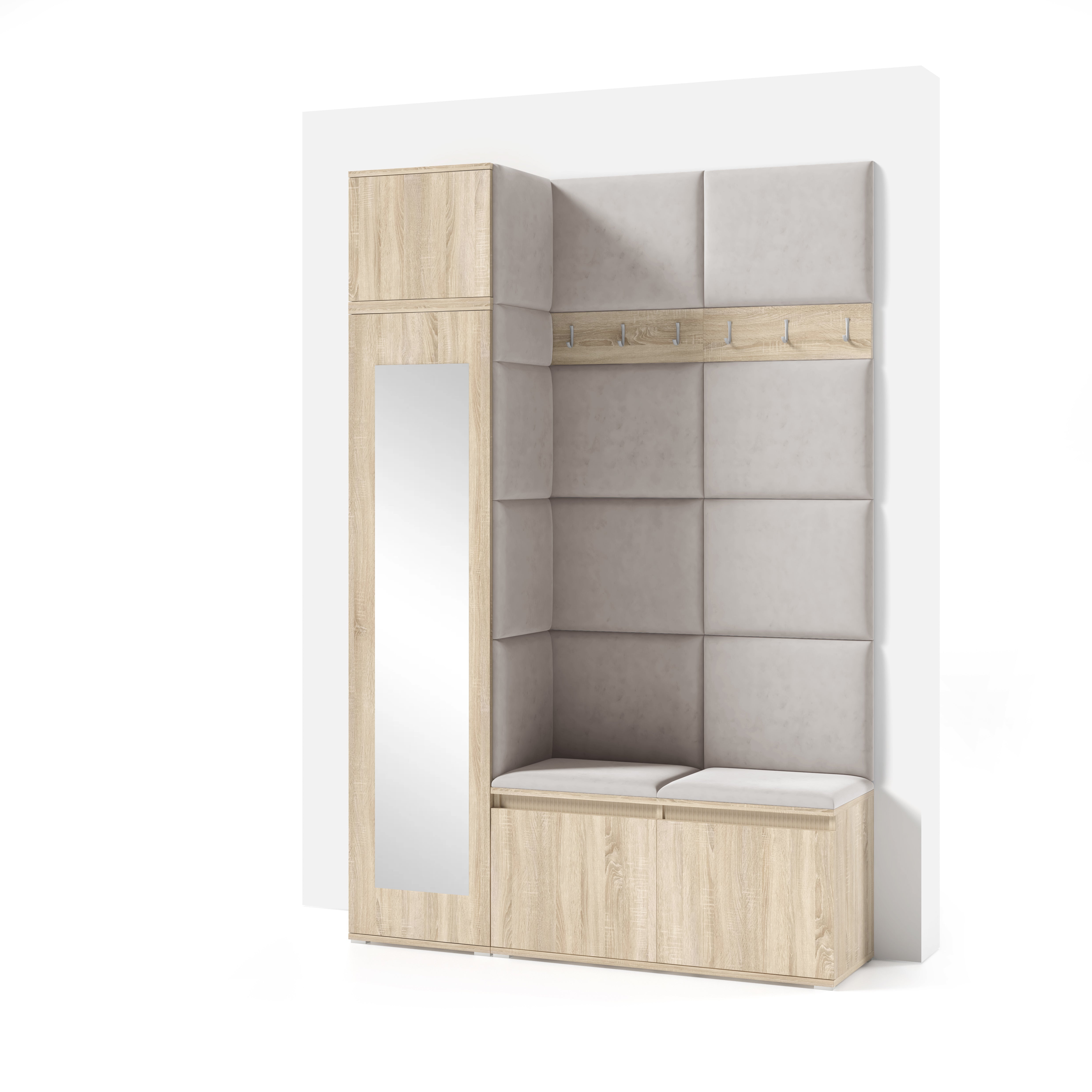 PK Emi 22 Hallway Wardrobe Sonoma Oak- Upholstered Panels in Various Colours