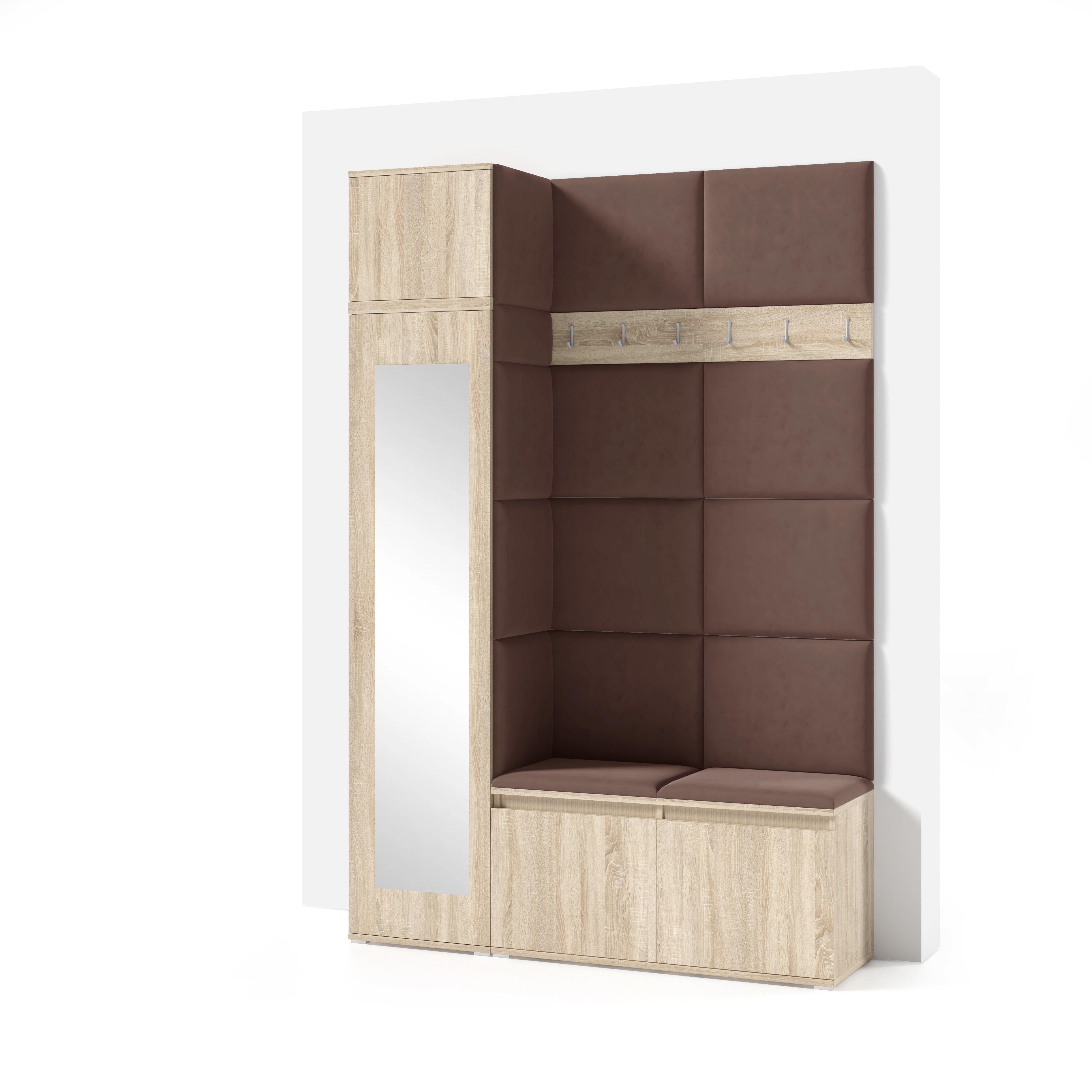 PK Emi 22 Hallway Wardrobe Sonoma Oak- Upholstered Panels in Various Colours