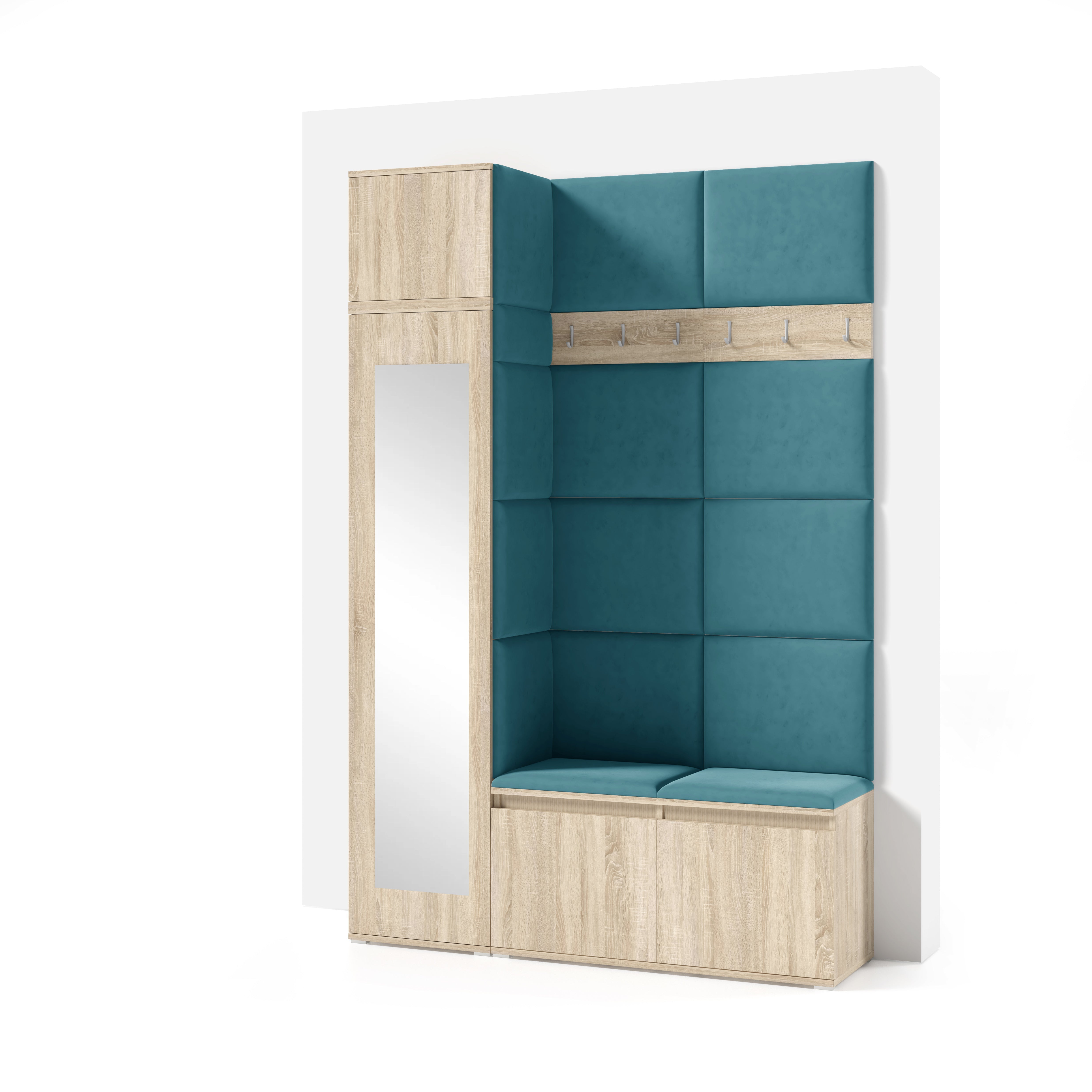 PK Emi 22 Hallway Wardrobe Sonoma Oak- Upholstered Panels in Various Colours