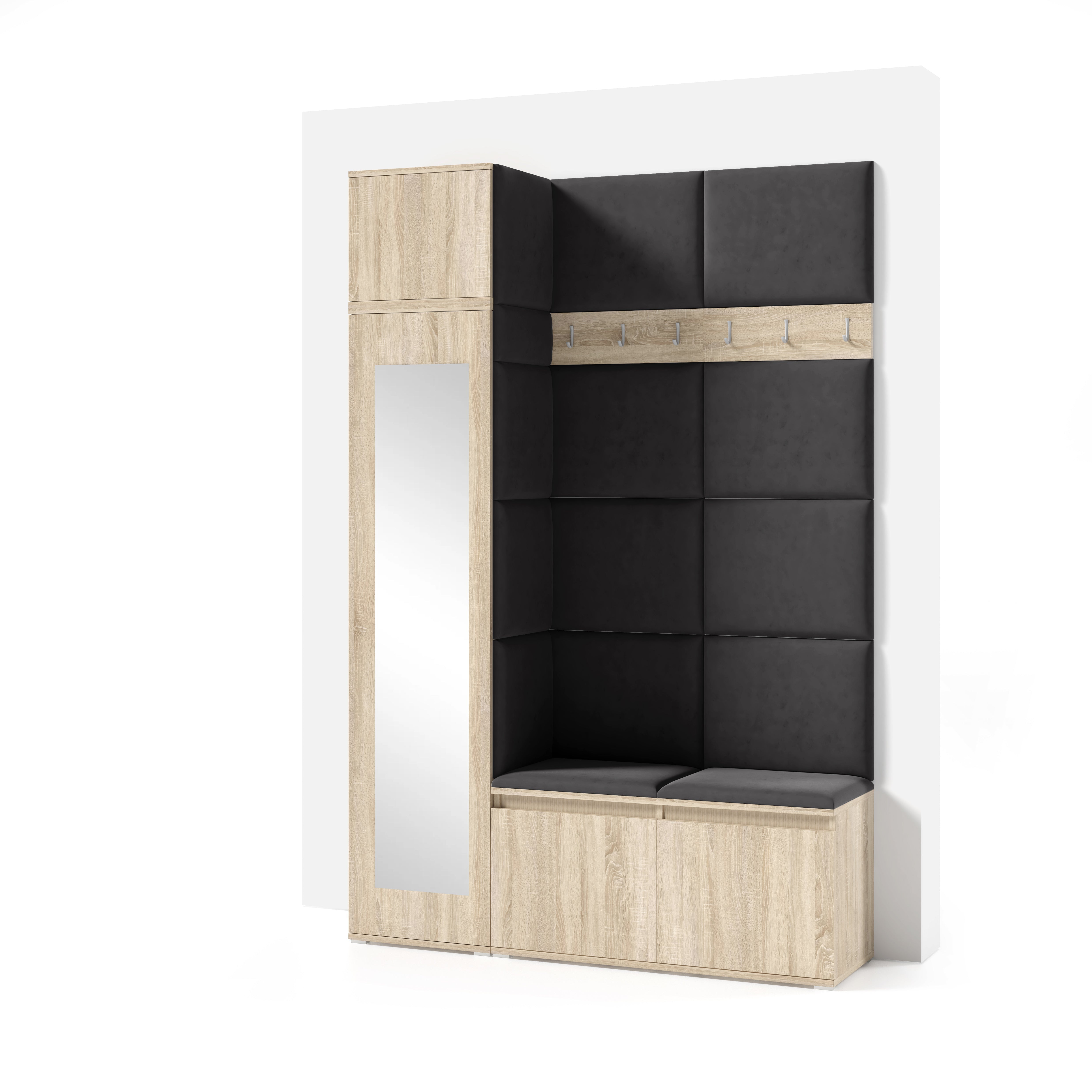 PK Emi 22 Hallway Wardrobe Sonoma Oak- Upholstered Panels in Various Colours